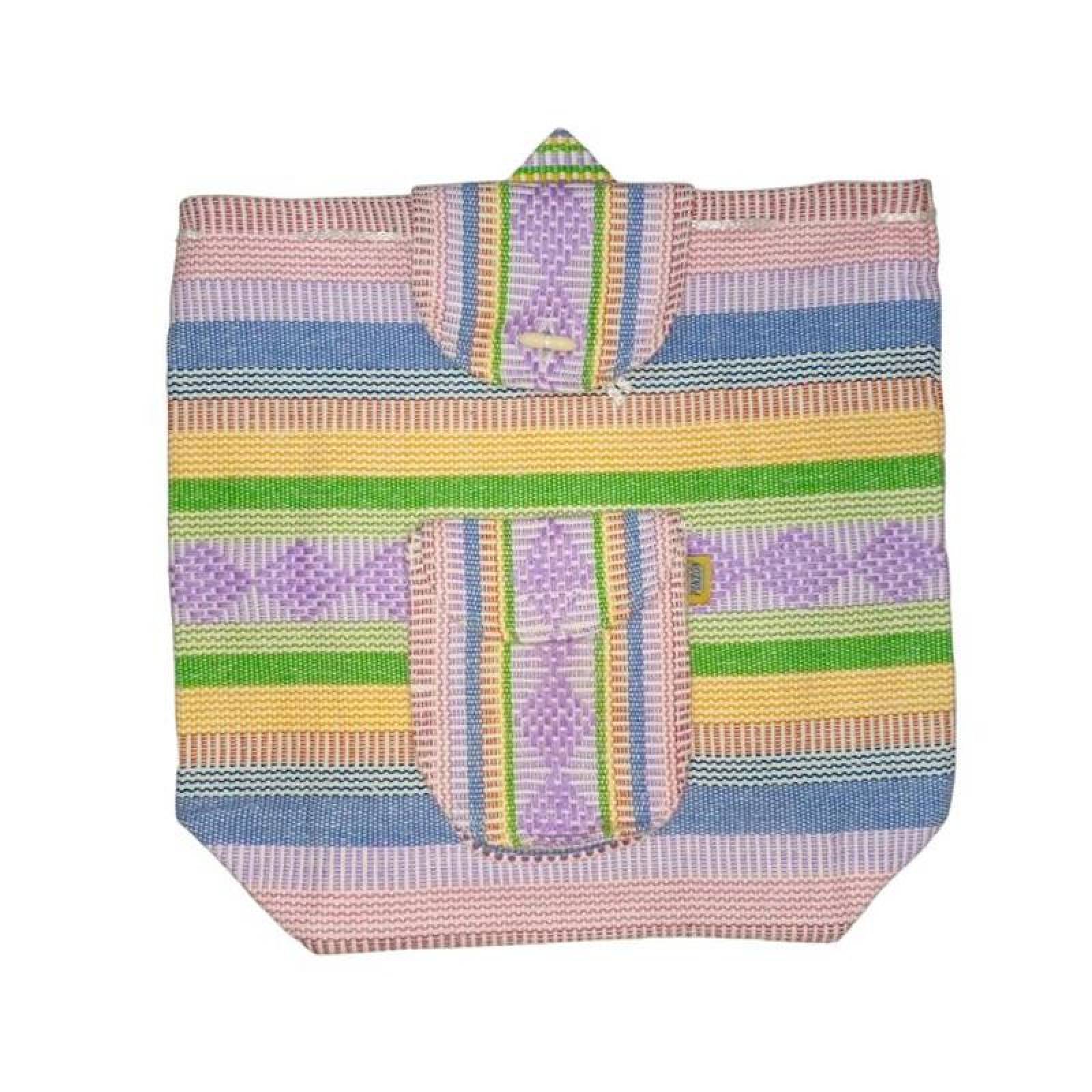 Morral Hecho a Mano MXTZC-001-15 1 Pza 10Kg RosaAmarilloVerde Hechas a Mano HiloEstambre, AtzColors