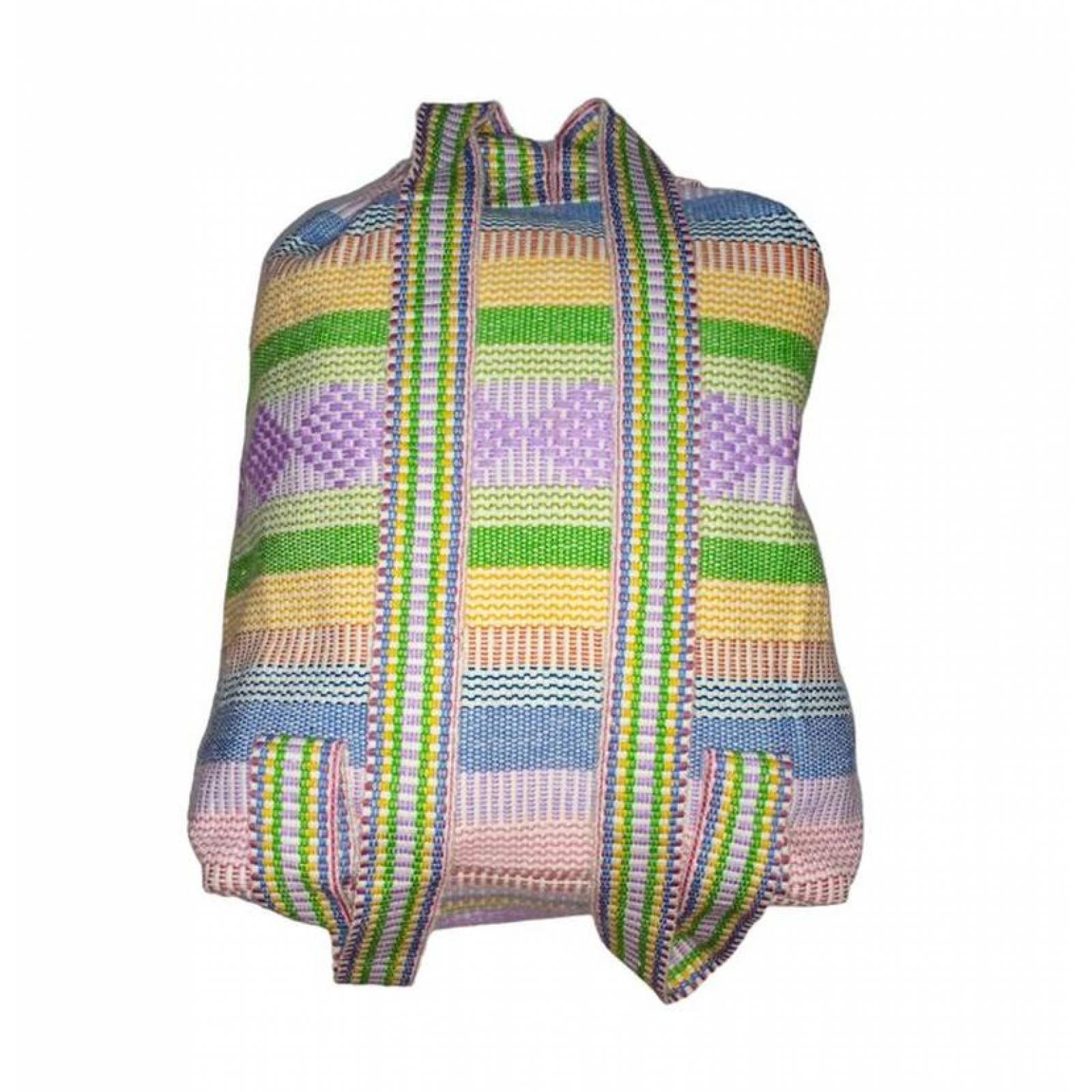 Morral Hecho a Mano MXTZC-001-15 1 Pza 10Kg RosaAmarilloVerde Hechas a Mano HiloEstambre, AtzColors