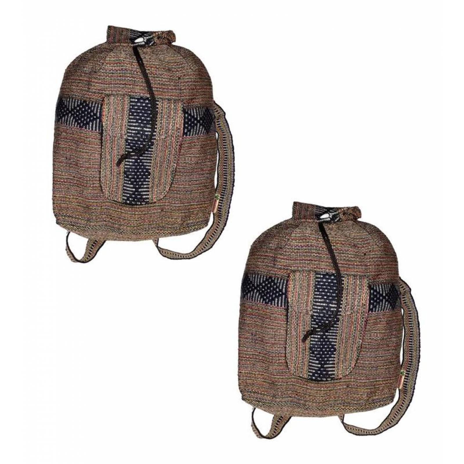 Mochila Mexicana Tejida MXXAR-002-13 2 Pzas 10Kg MulticolorNegro Hechas a Mano HiloEstambre, XareColors