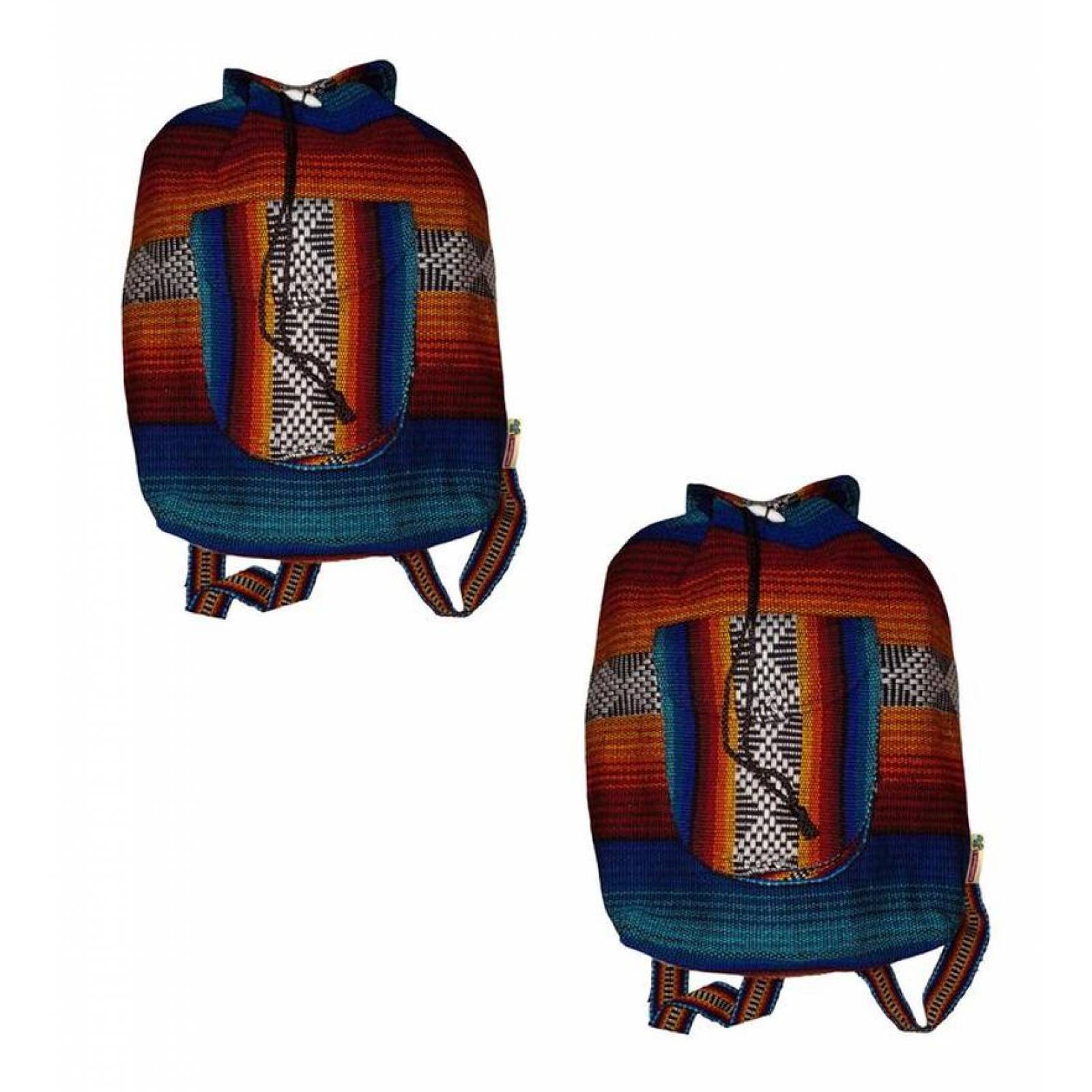 Morral Artesanal Bordado MXXOL-002-6 2 Pzas 10Kg RojoAzulNegroAmarillo Hechas a Mano HiloEstambre, XoloColors