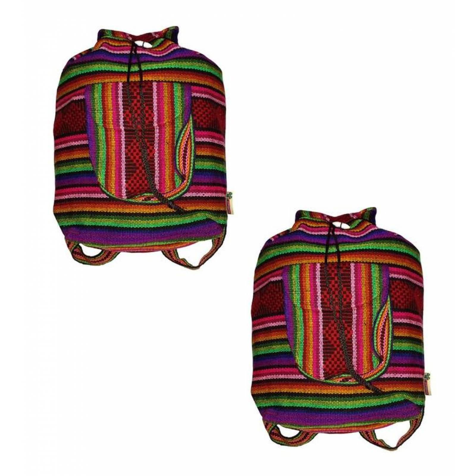 Morral Artesanal Bordado MXYET-002-5 2 Pzas 10 Kg RojoVerdeNaranjaMoradoRosa Hechas a Mano HiloEstambre, YaretColors