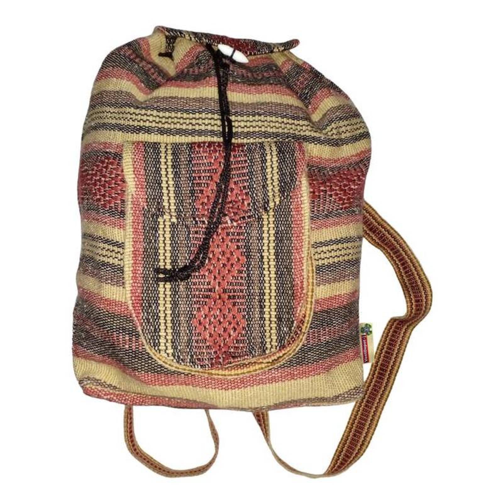 Mochilas Tejidas MXYUN-001-6 1 Pza 10Kg RojoBeigeNegro Hechas a Mano HiloEstambre, YunuColors