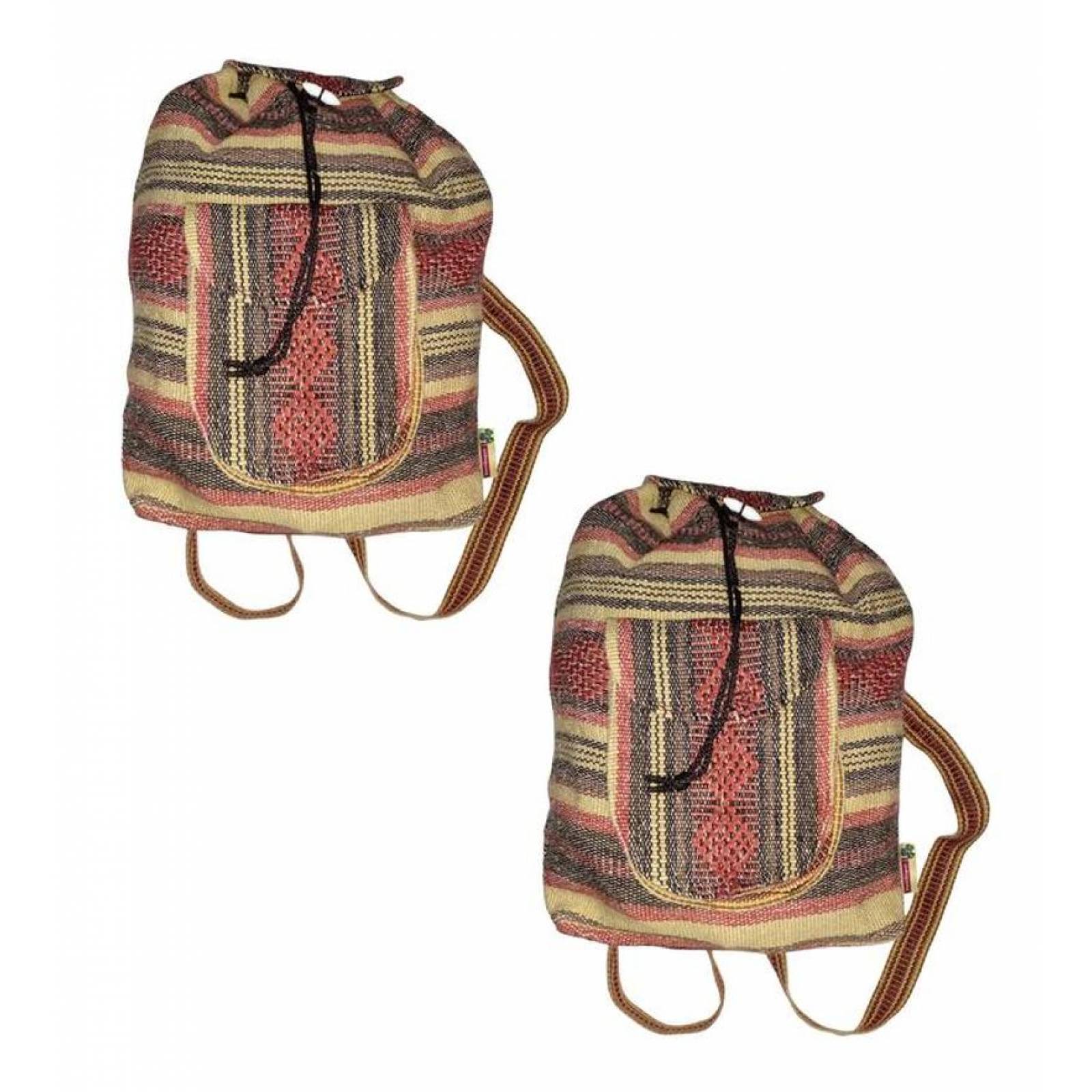 Morral Hecho a Mano MXYUN-002-7 2 Pzas 10Kg RojoBeigeNegro Hechas a Mano HiloEstambre, YunuColors