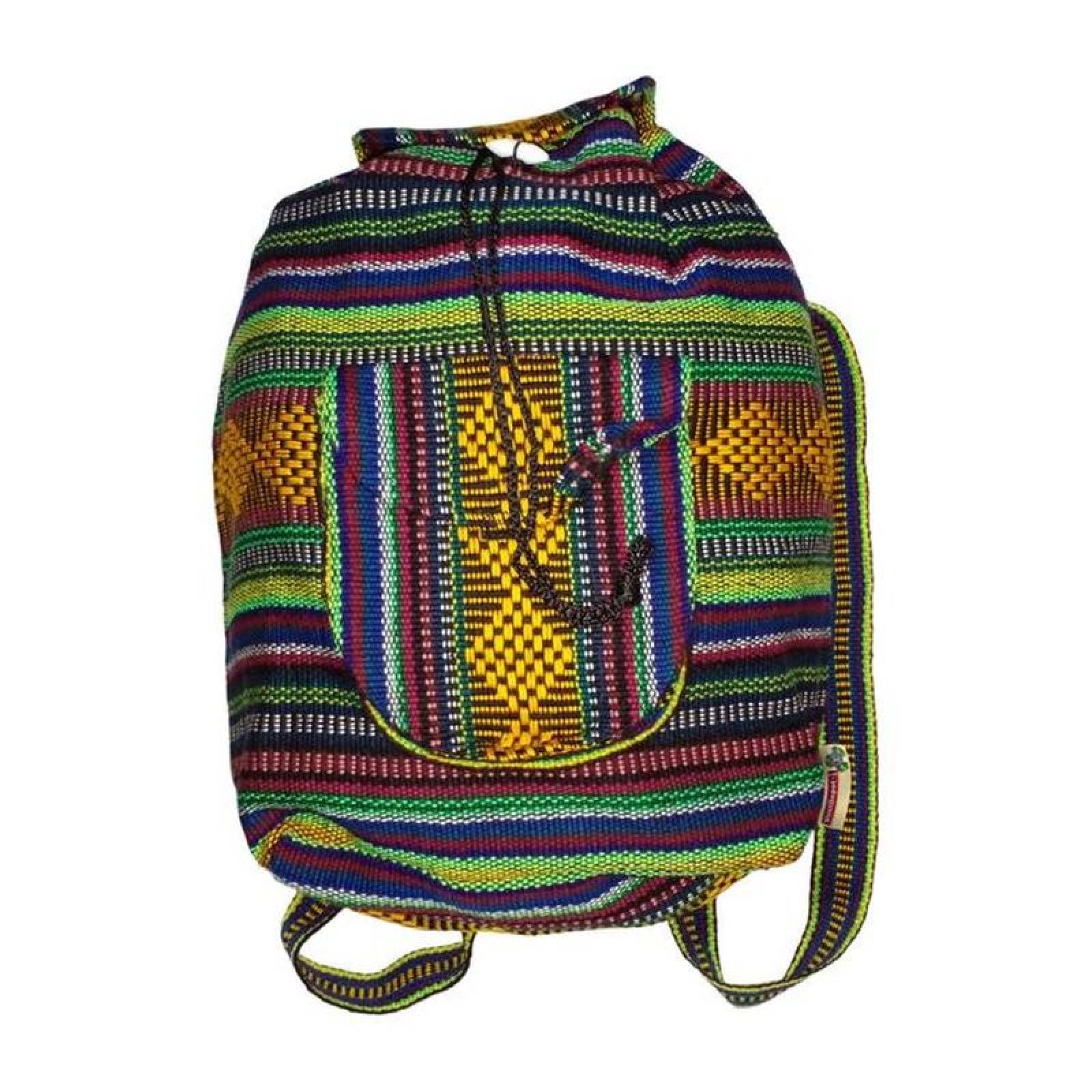 Mochilas Tejidas MXYUR-001-5 1 Pza 10Kg AzulVerdeRojoAmarillo Hechas a Mano HiloEstambre, YuritColors