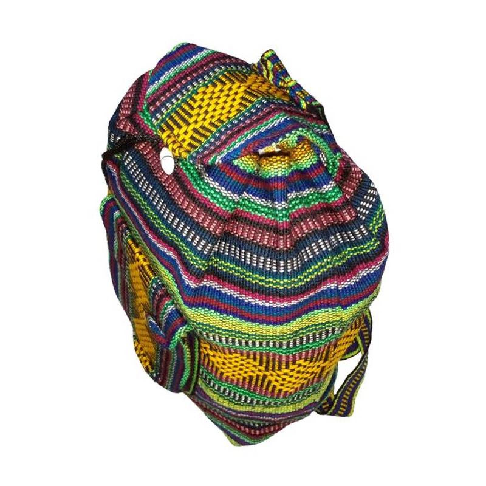 Morral Artesanal Bordado MXYUR-002-1 2 Pzas 10Kg AzulVerdeRojoAmarillo Hechas a Mano HiloEstambre, YuritColors