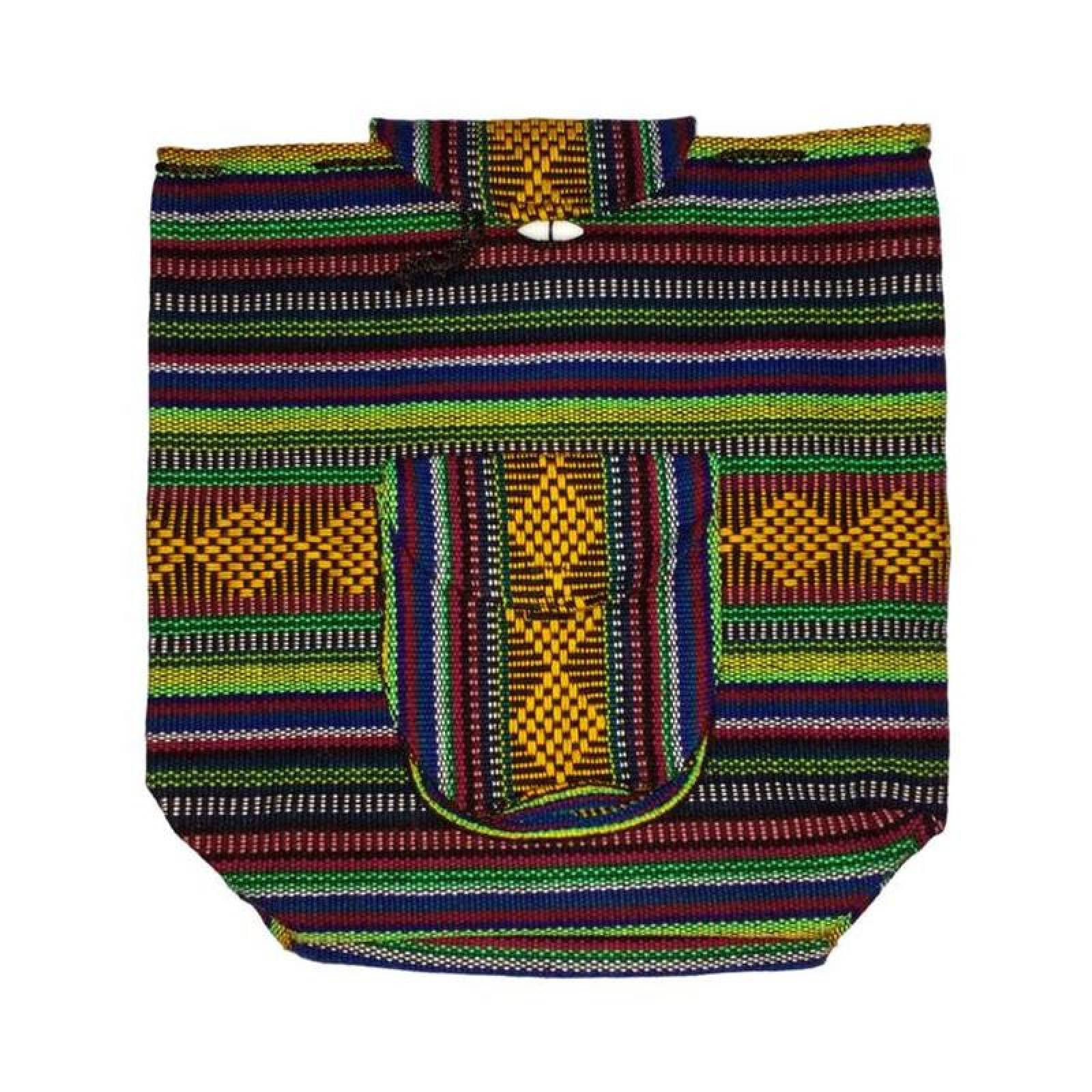 Morral Artesanal Bordado MXYUR-002-1 2 Pzas 10Kg AzulVerdeRojoAmarillo Hechas a Mano HiloEstambre, YuritColors