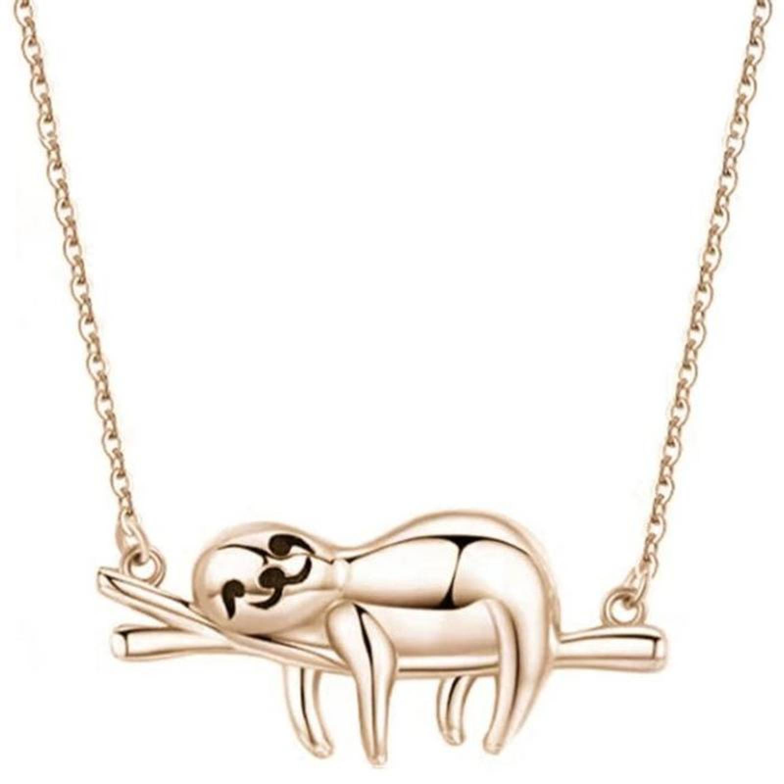 Collares Modernos con Dije MXCOY-001-2 1 Pza Collar Oso PerezosoRama OroRosa Metal, SlothyNeck04