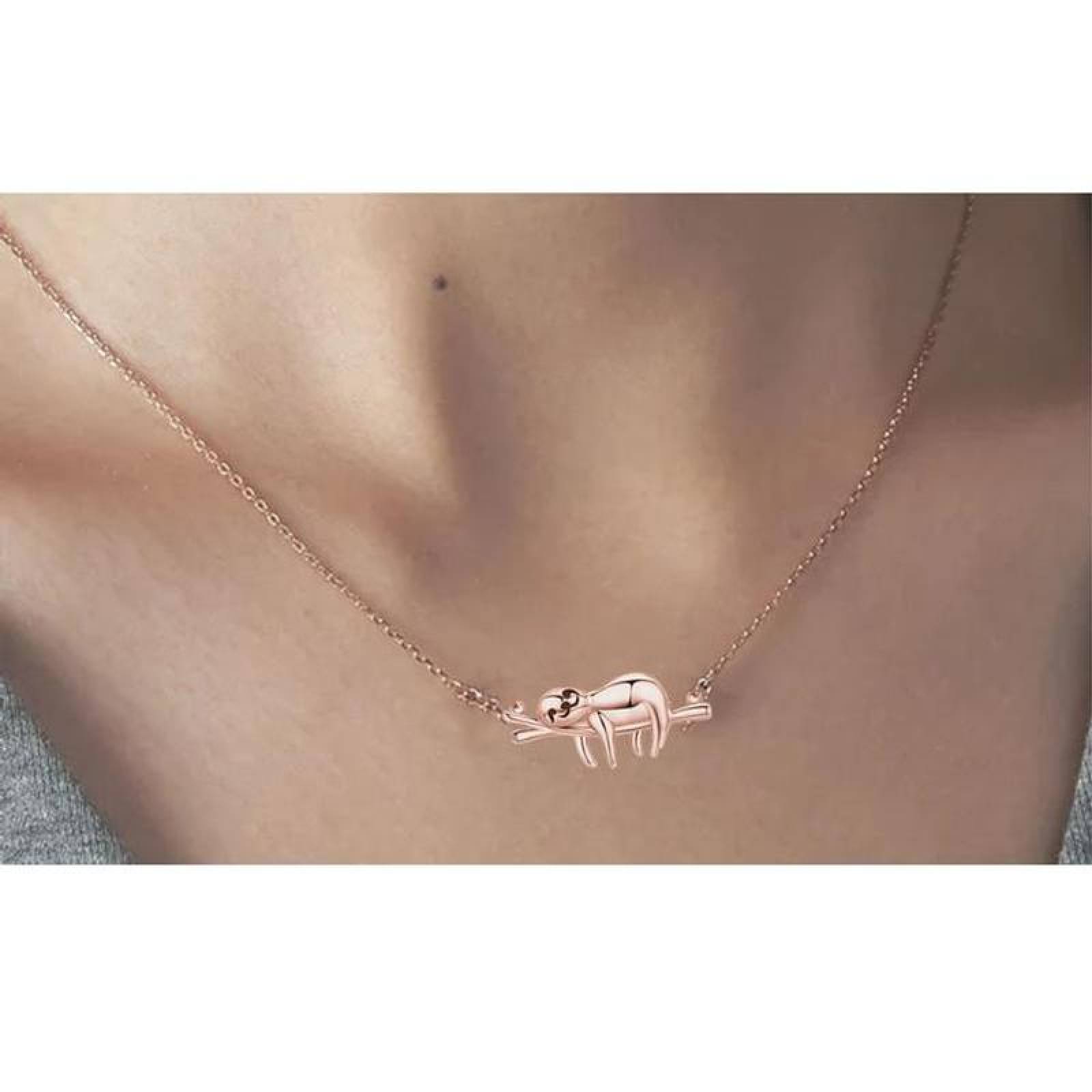 Collares Modernos con Dije MXCOY-001-2 1 Pza Collar Oso PerezosoRama OroRosa Metal, SlothyNeck04