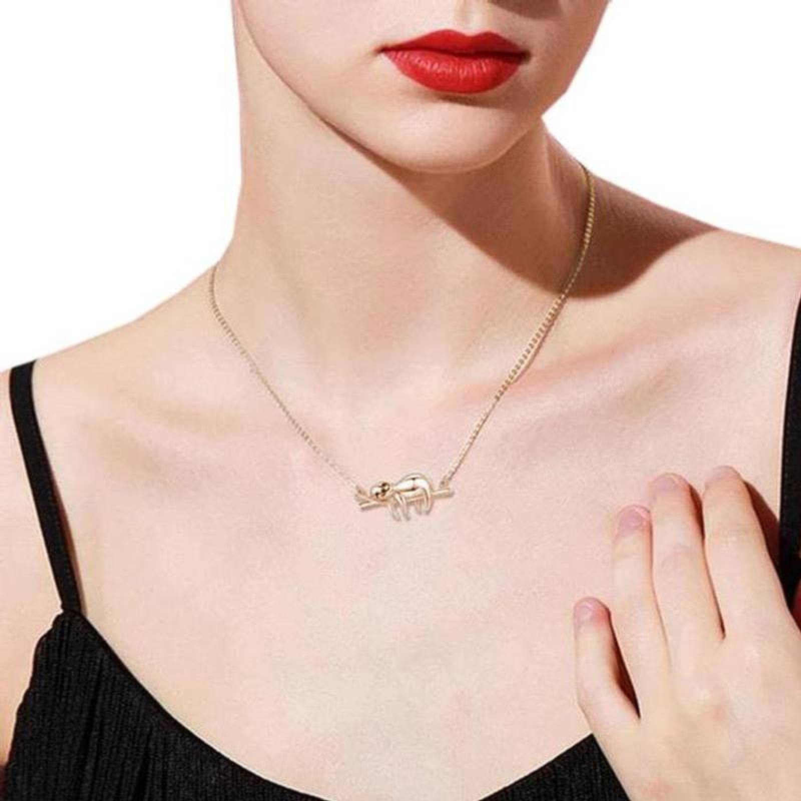 Collares Modernos con Dije MXCOY-001-2 1 Pza Collar Oso PerezosoRama OroRosa Metal, SlothyNeck04