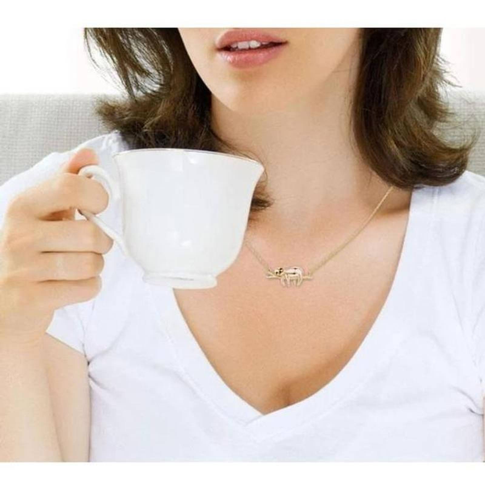 Collares Modernos con Dije MXCOY-001-2 1 Pza Collar Oso PerezosoRama OroRosa Metal, SlothyNeck04