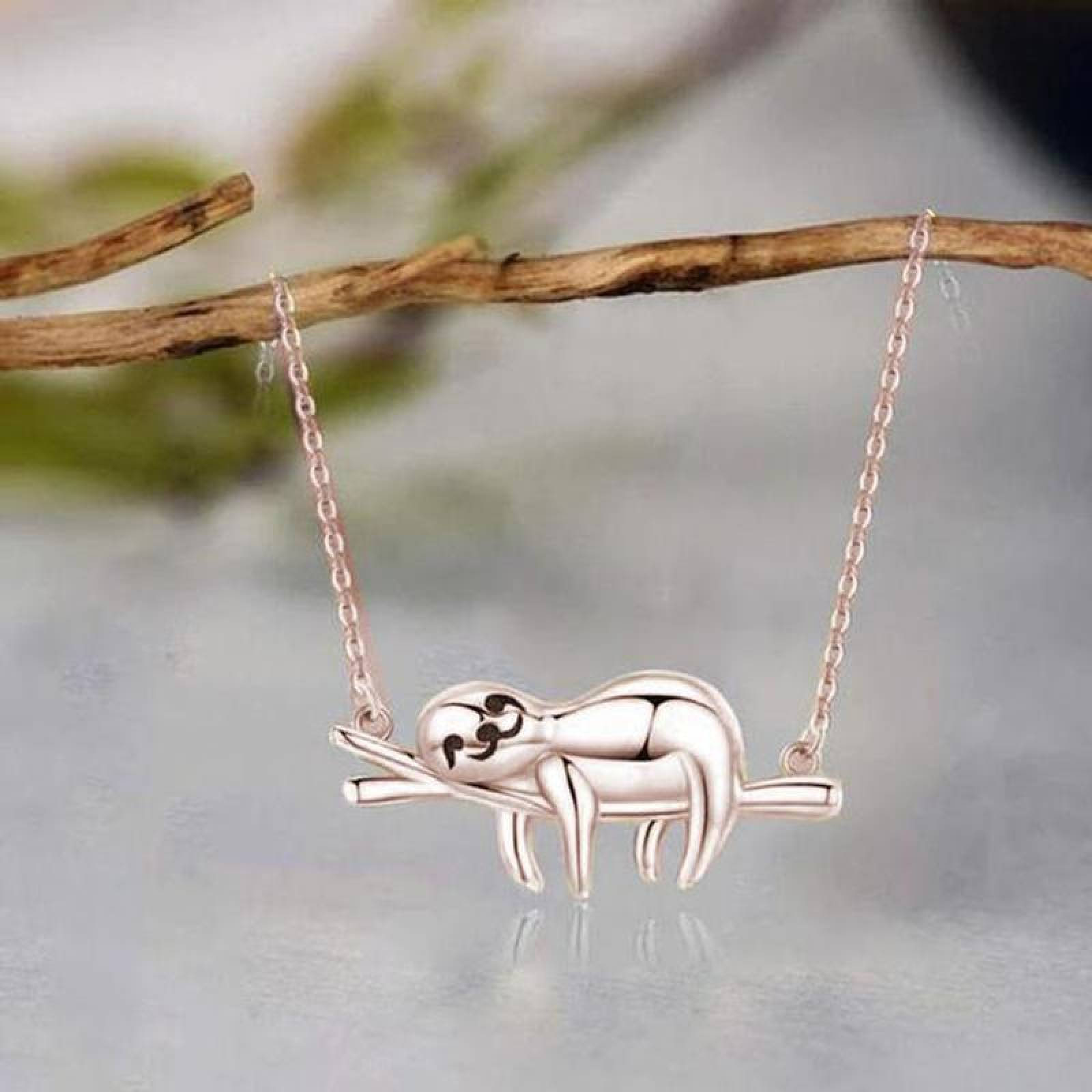 Collares Modernos con Dije MXCOY-001-2 1 Pza Collar Oso PerezosoRama OroRosa Metal, SlothyNeck04