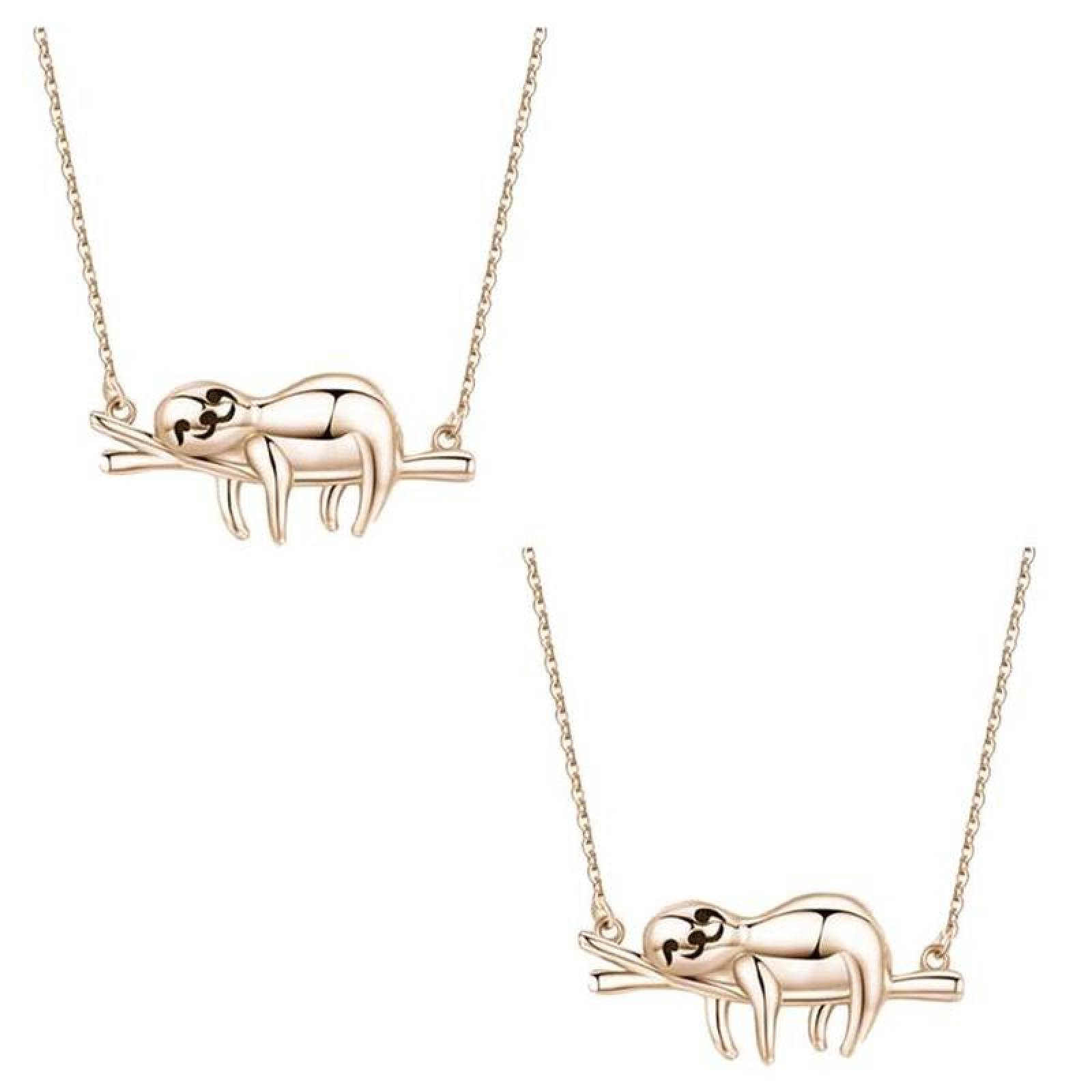 Dije de Perezoso y Cadena MXCOY-002-4 2 Pzas Collar Oso PerezosoRama OroRosa Metal, SlothyCo