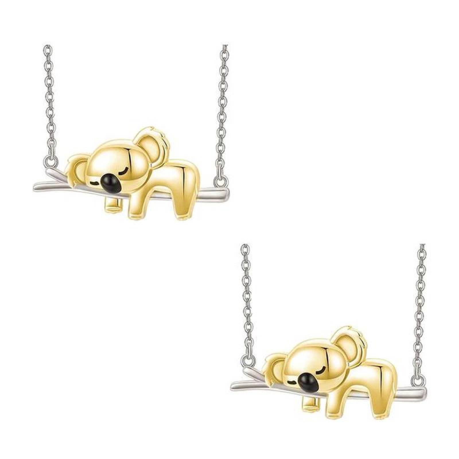 Collar de Koala en una Rama MXKGD-002-5 2Pzas KoalaRama GrisDorado Metal Cadena y Dije, KoalaNeck01