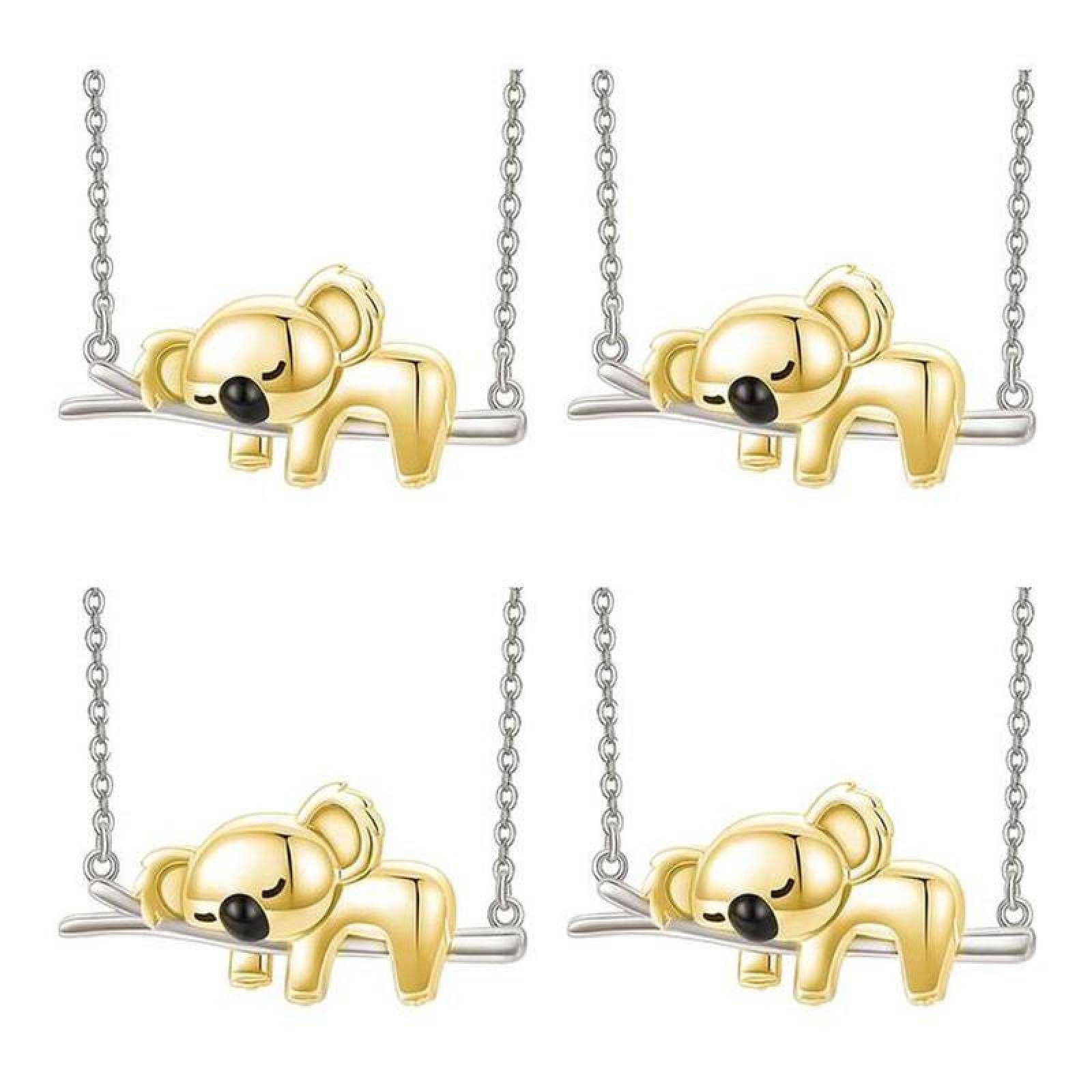 Colgante con Figura de Koala MXKGD-004-5 4Pzas KoalaRama GrisDorado Metal Cadena y Dije, KoalaNeck01