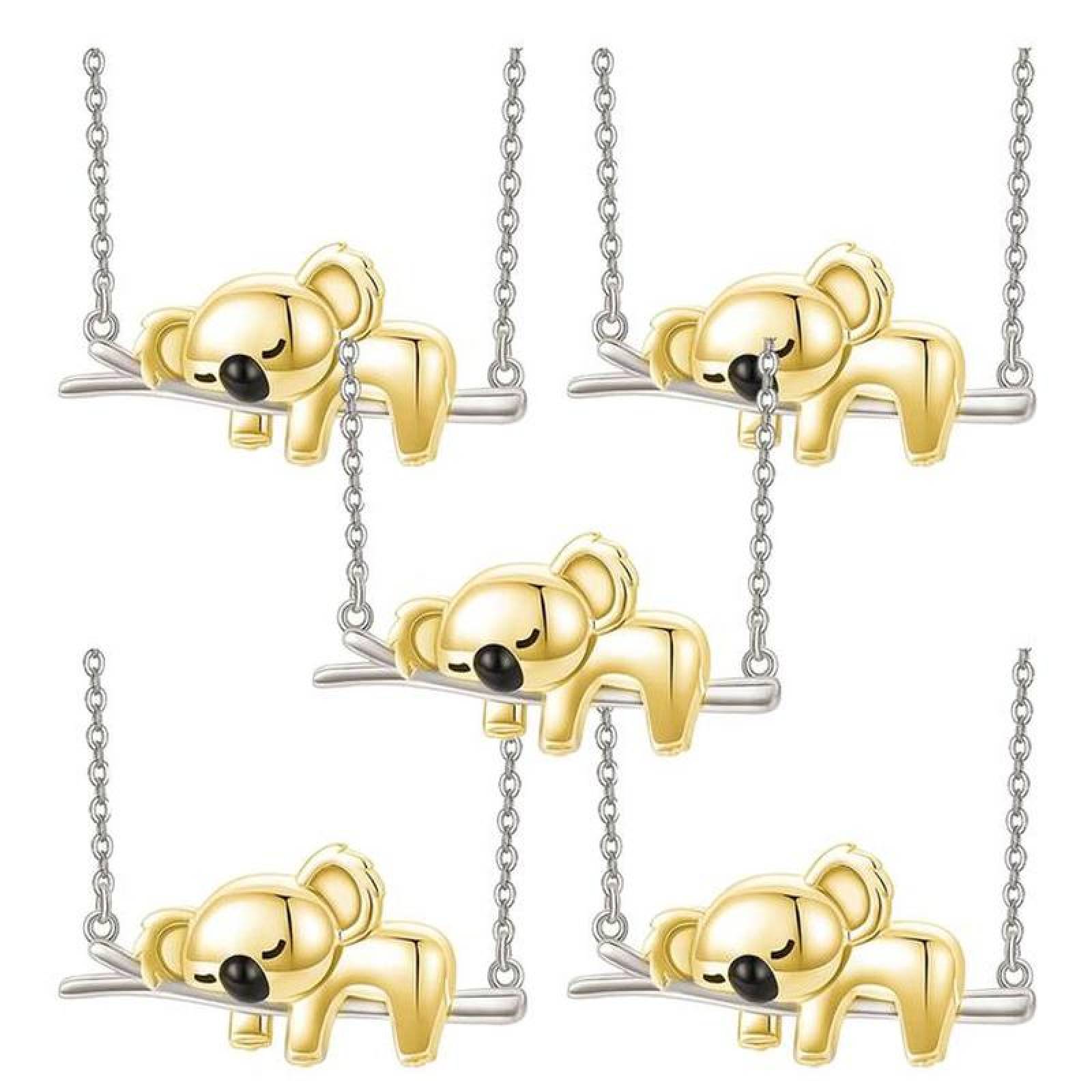 Colgante con Dije de Koala MXKGD-005-1 5Pzas KoalaRama GrisDorado Metal Cadena y Dije, KoalaNeck01