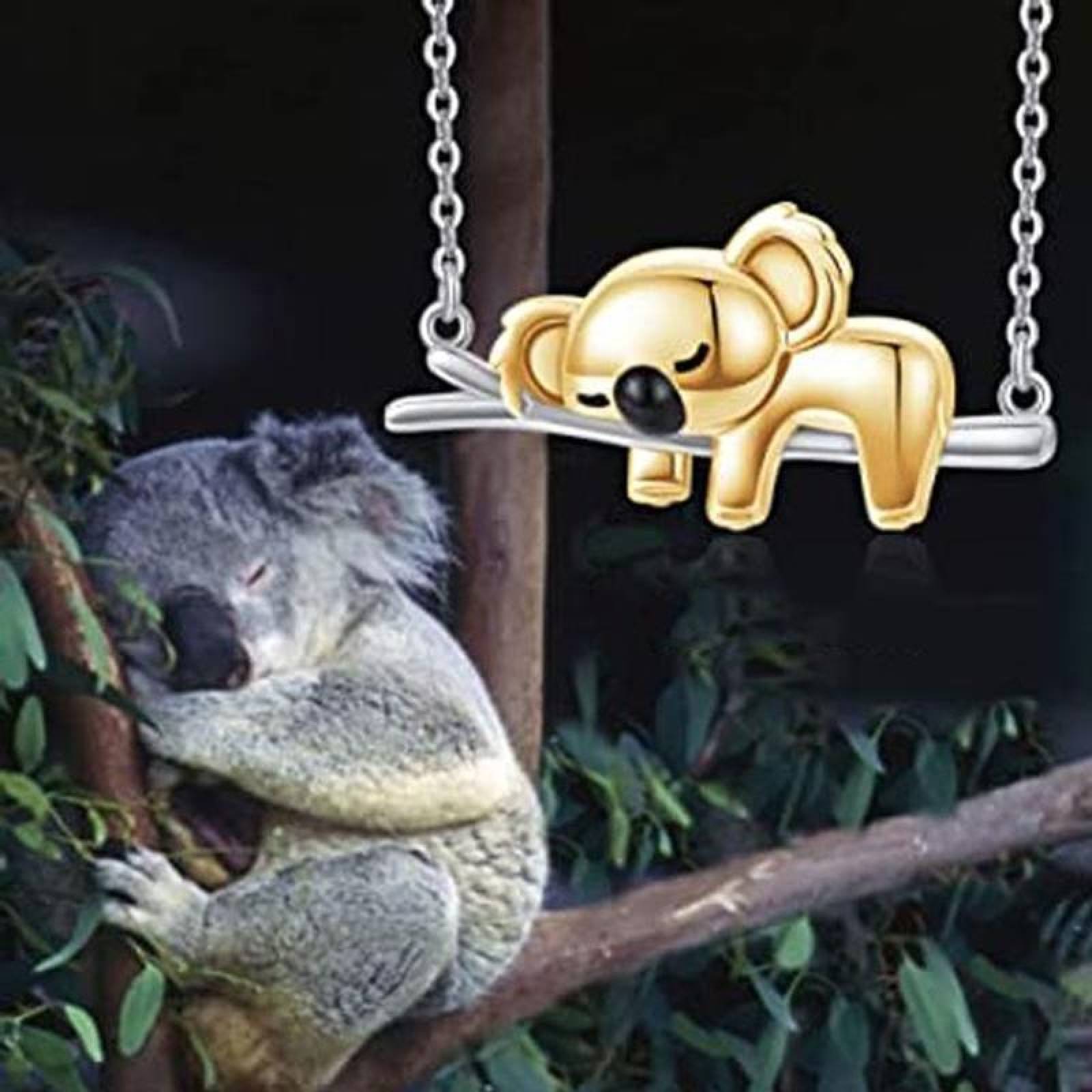 Colgante con Dije de Koala MXKGD-005-1 5Pzas KoalaRama GrisDorado Metal Cadena y Dije, KoalaNeck01