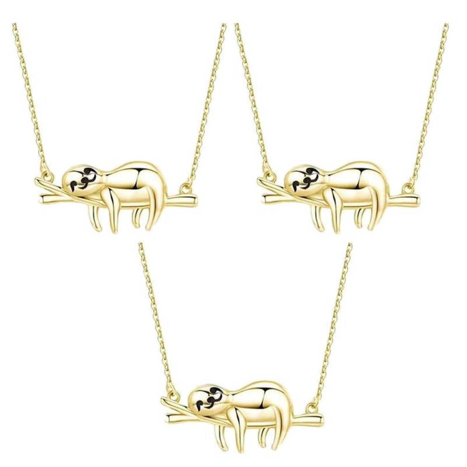 Osos Perezosos Collar con Dije MXTHG-003-6 3Pzas Oso PerezosoRama Dorado Metal Cadena y Dije, SlothyNeck06