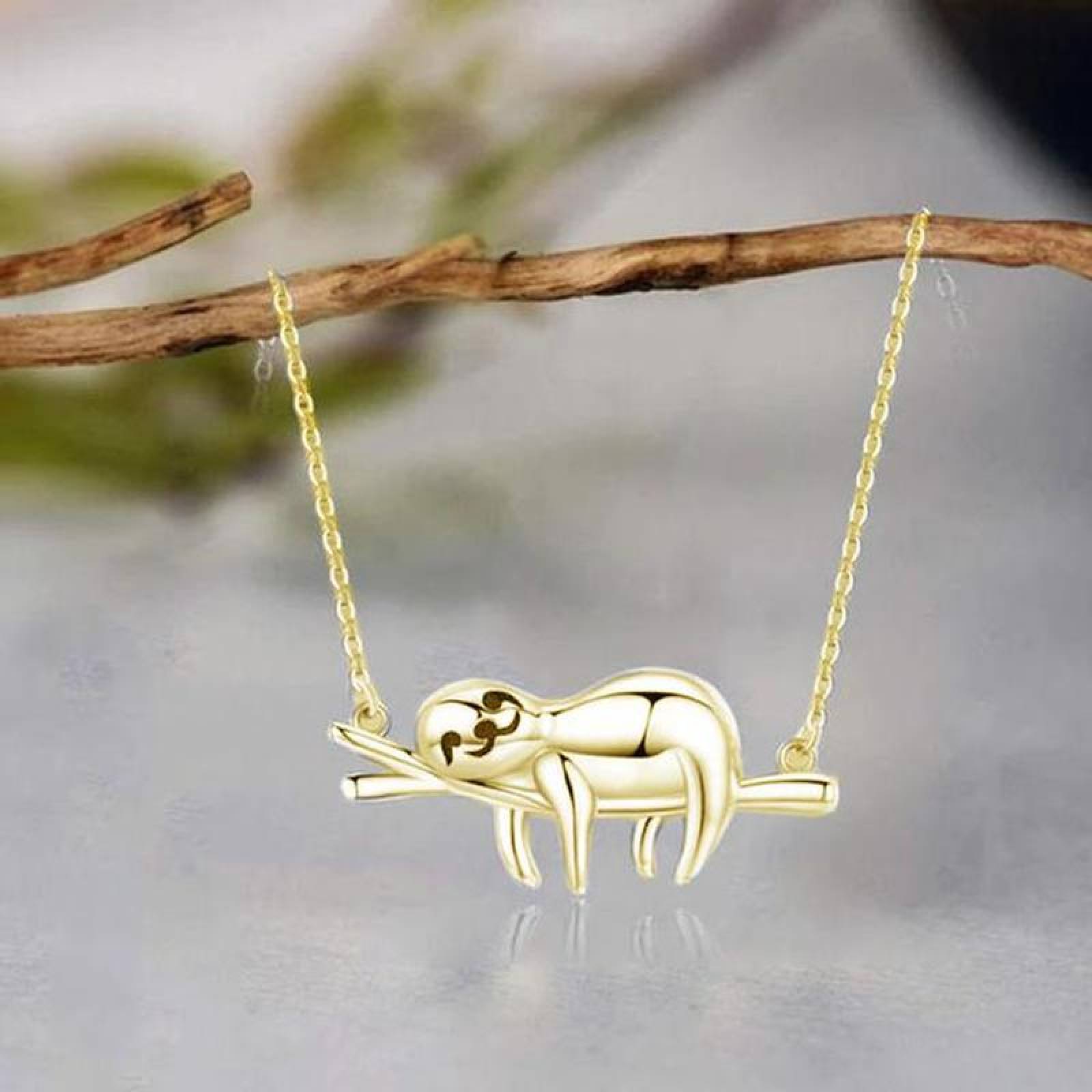 Osos Perezosos Collar con Dije MXTHG-003-6 3Pzas Oso PerezosoRama Dorado Metal Cadena y Dije, SlothyNeck06
