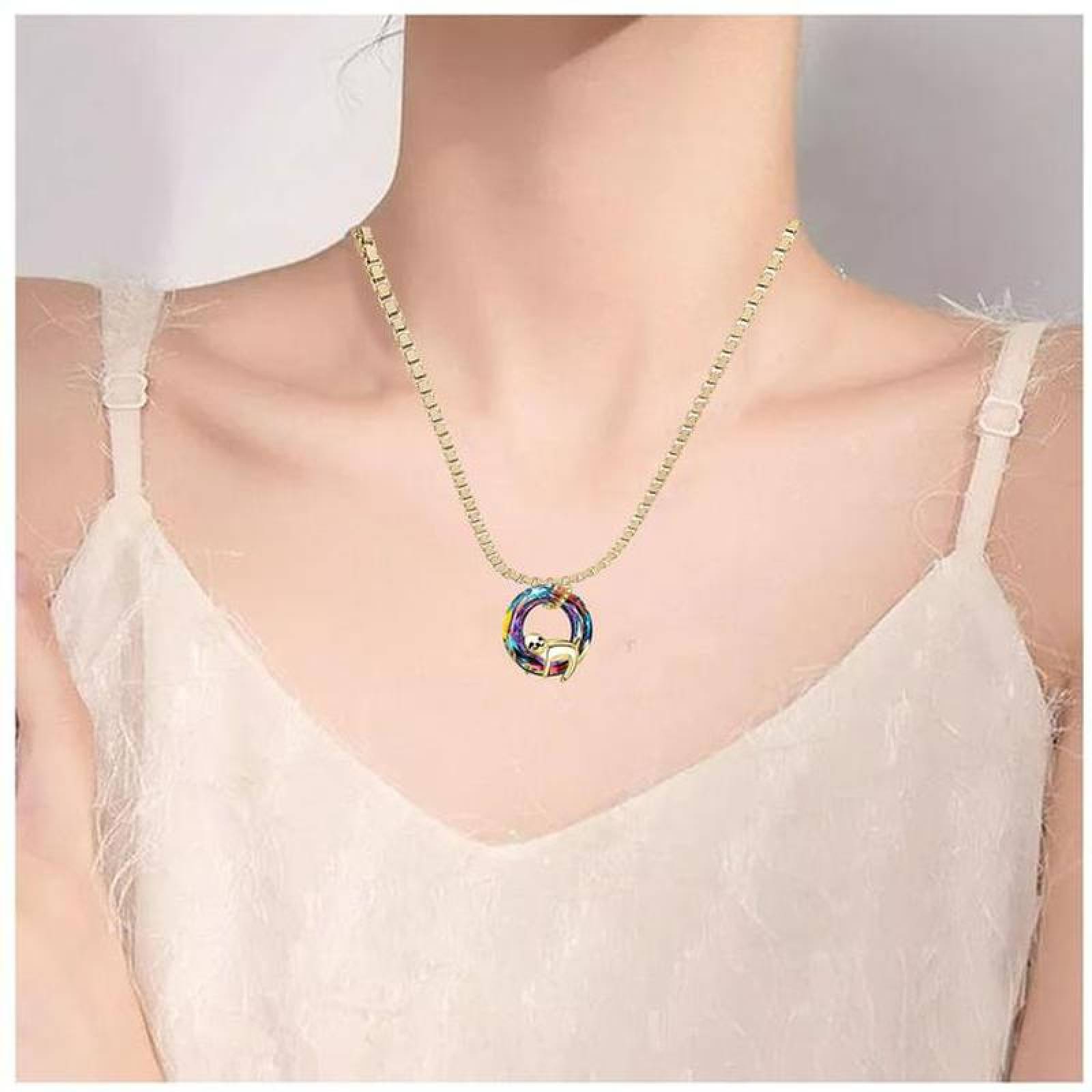 Collar de Perezoso Sonriente MXYHS-005-4 5 Pza Collar Oso PerezosoAro Dorado Metal, SlothyNeck07