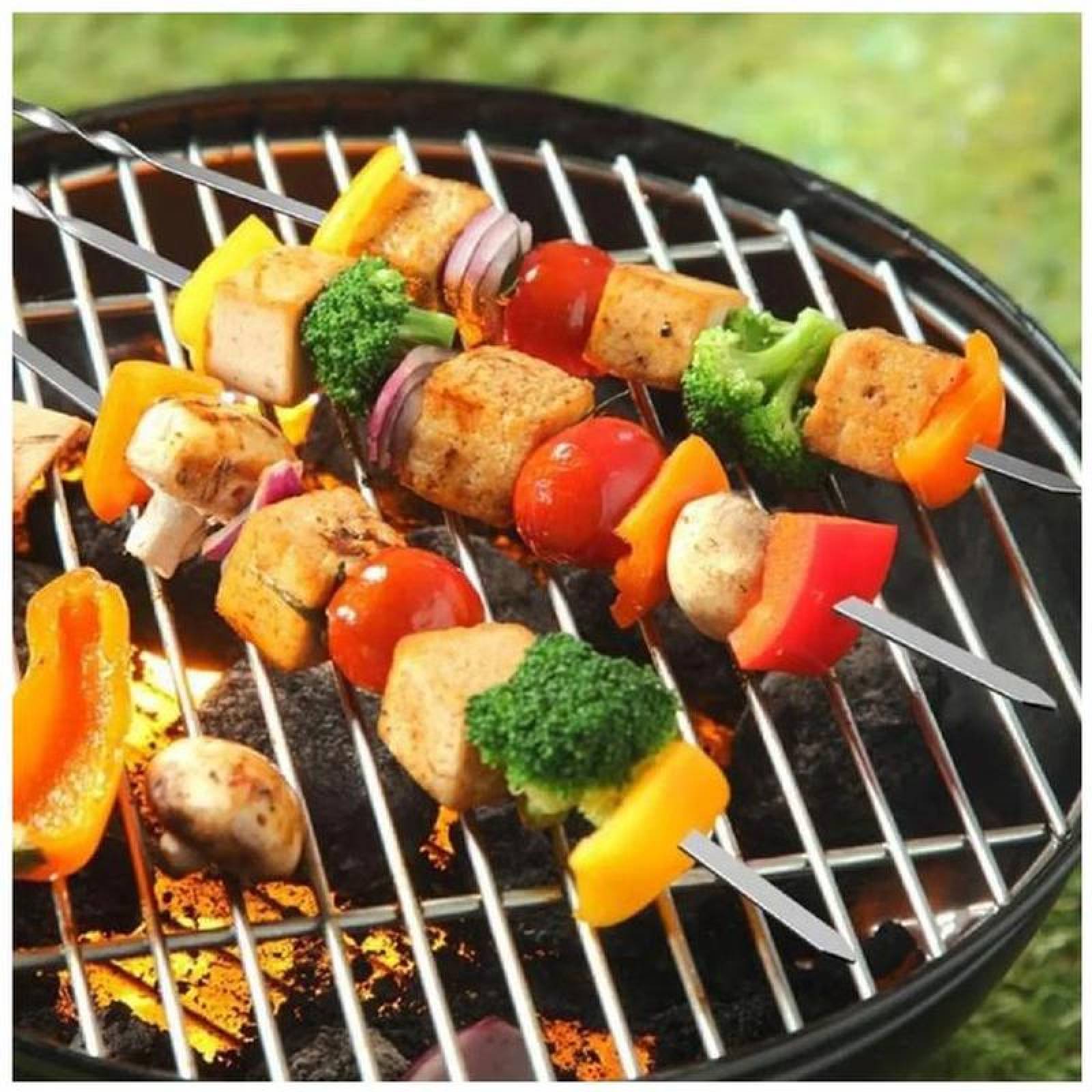 Brochetas para Asador MXBHL-001-6 10 pzas 38cm Gris Acero Inoxidable Pincho Asador, BronchLux