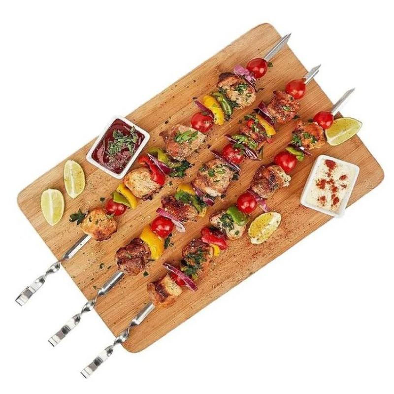 Brochetas para Asador MXBHL-001-6 10 pzas 38cm Gris Acero Inoxidable Pincho Asador, BronchLux