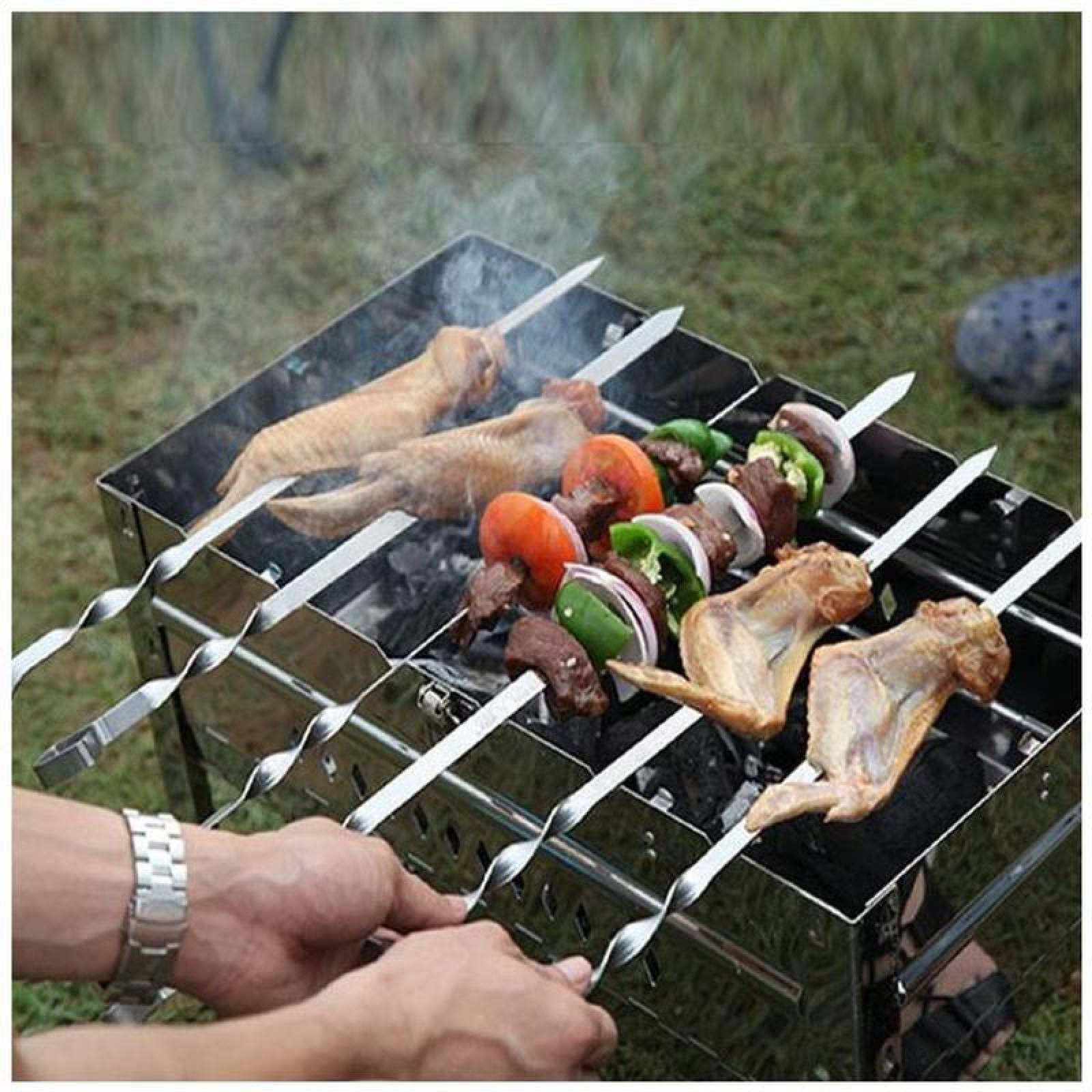 Brochetas para Asador MXBHL-001-6 10 pzas 38cm Gris Acero Inoxidable Pincho Asador, BronchLux
