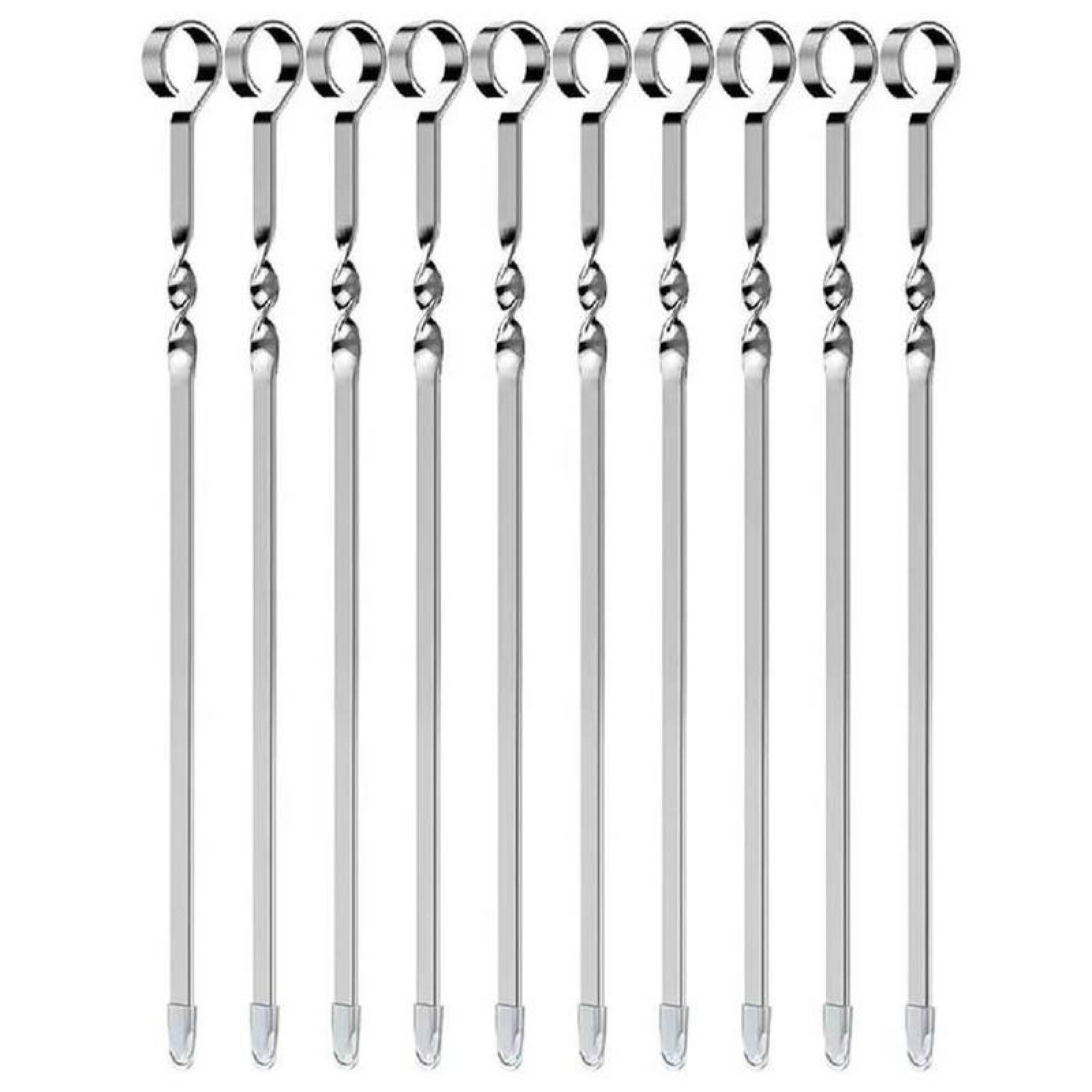 Estaca de Acero Inoxidable MXBHL-003-3 30 pzas 38cm Gris Acero Inoxidable Pincho Asador, BronchLux