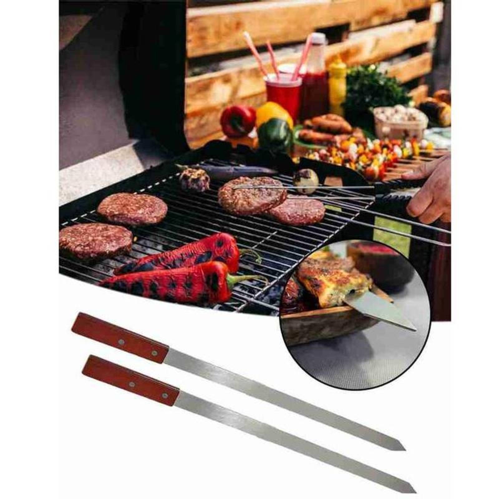 Utensilio para Brochetas MXBZS-002-5 4 Pzas 60cm Acero Inoxidable, BraziSpades