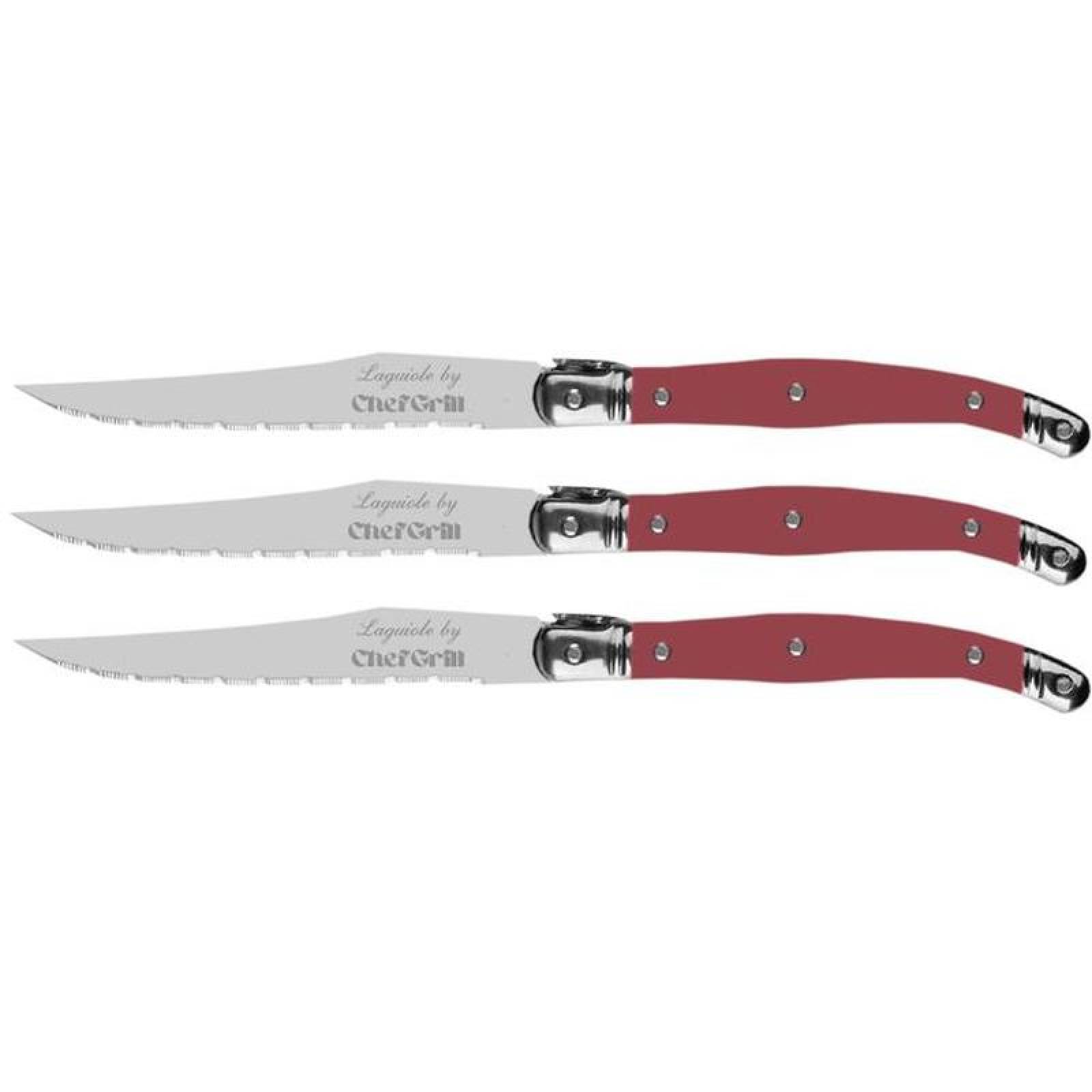 Cuchillo de Hoja de Acero MXDEP-003-1 3 pzas 23 cm Cereza Acero Inoxidable Cuchillo para carne, LaguioleCherry