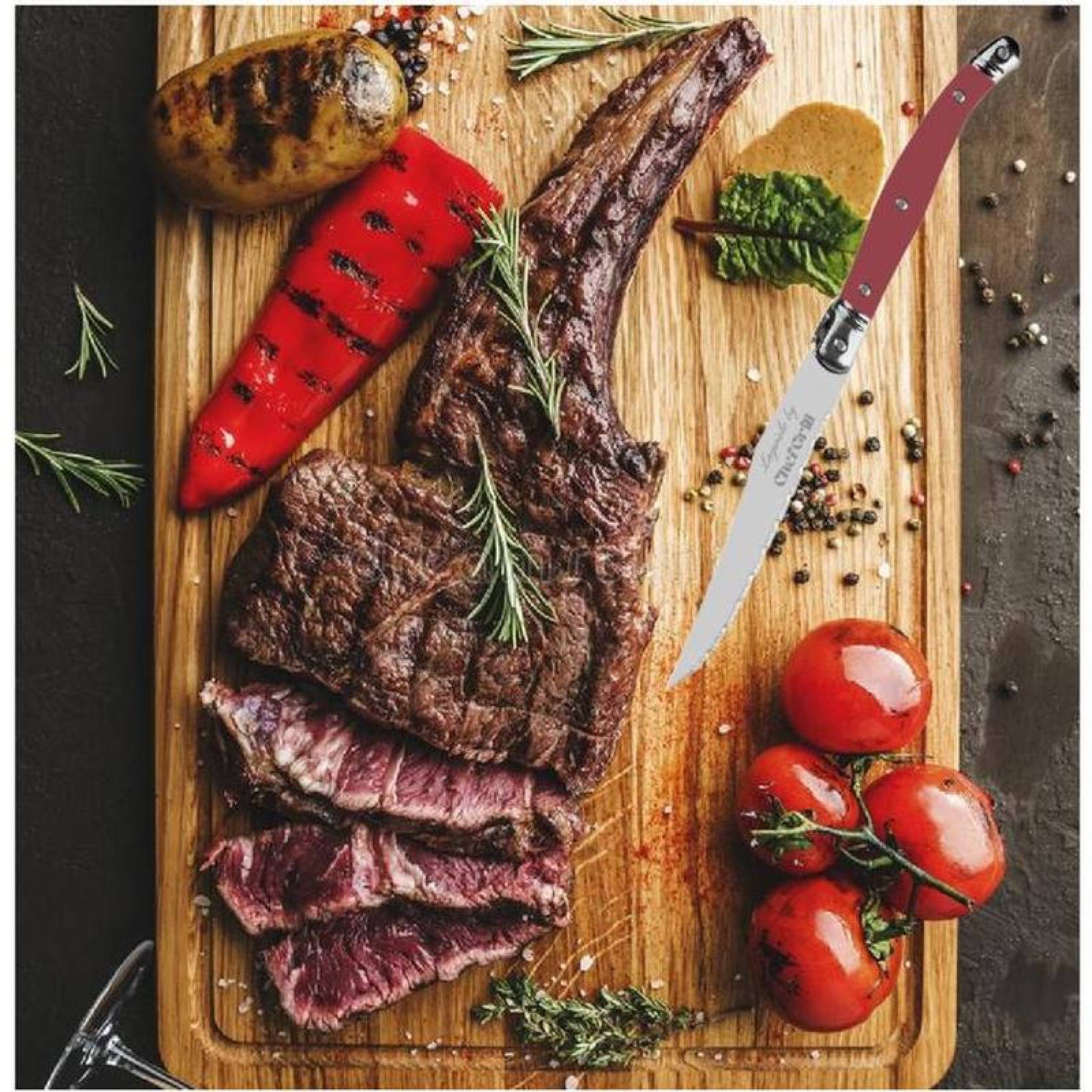 Cuchillo de Hoja de Acero MXDEP-003-1 3 pzas 23 cm Cereza Acero Inoxidable Cuchillo para carne, LaguioleCherry