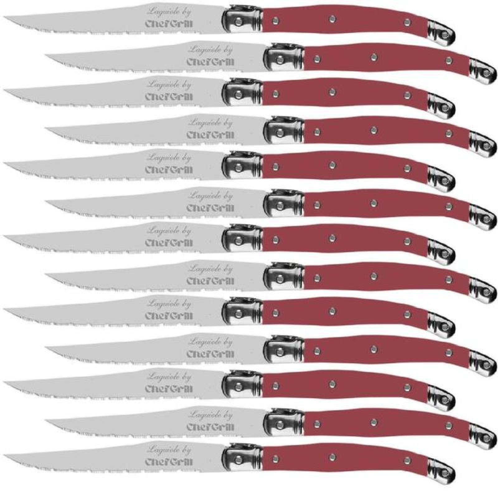 Cuchillos Corte Superior Alto Filo MXDEP-009-1 12 pzas 23 cm Cereza Acero Inoxidable Cuchillo para carne, LaguioleCherry