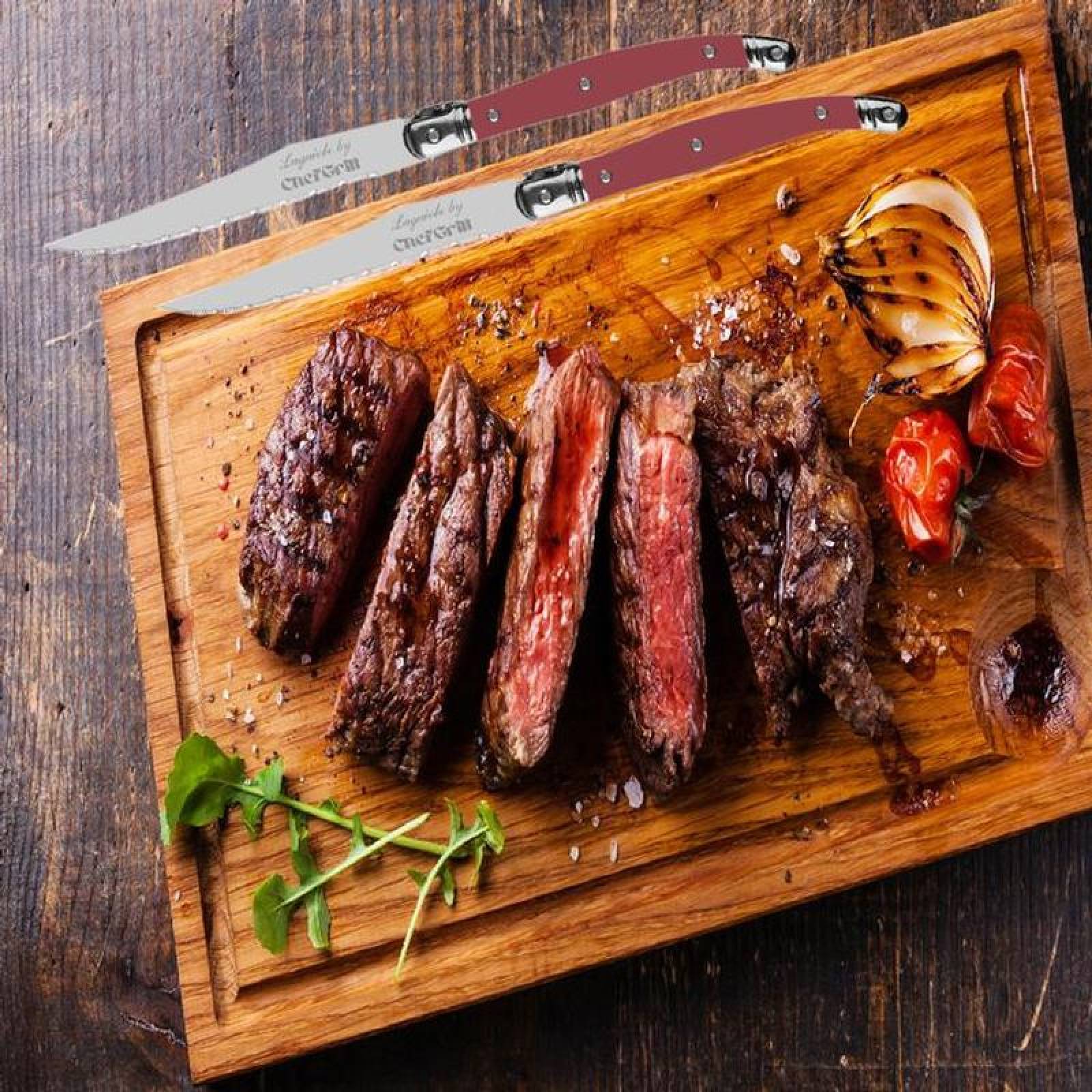 Cuchillos Corte Superior Alto Filo MXDEP-009-1 12 pzas 23 cm Cereza Acero Inoxidable Cuchillo para carne, LaguioleCherry