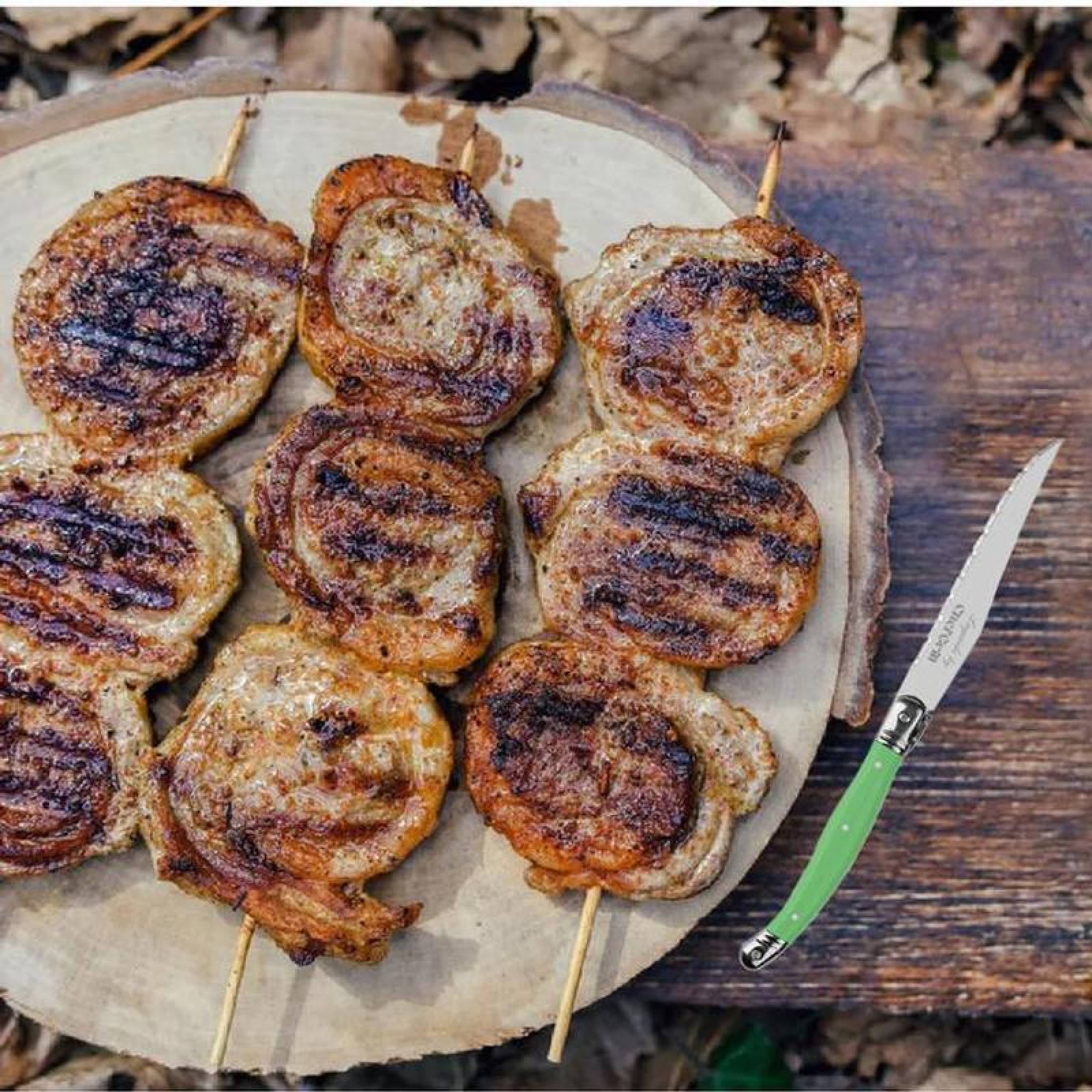 Cuchillo de Carne Laguiole Frances MXEGE-006-2 6 pzas 23 cm Verde Acero Inoxidable Cuchillo para carne, LaguioleGreen