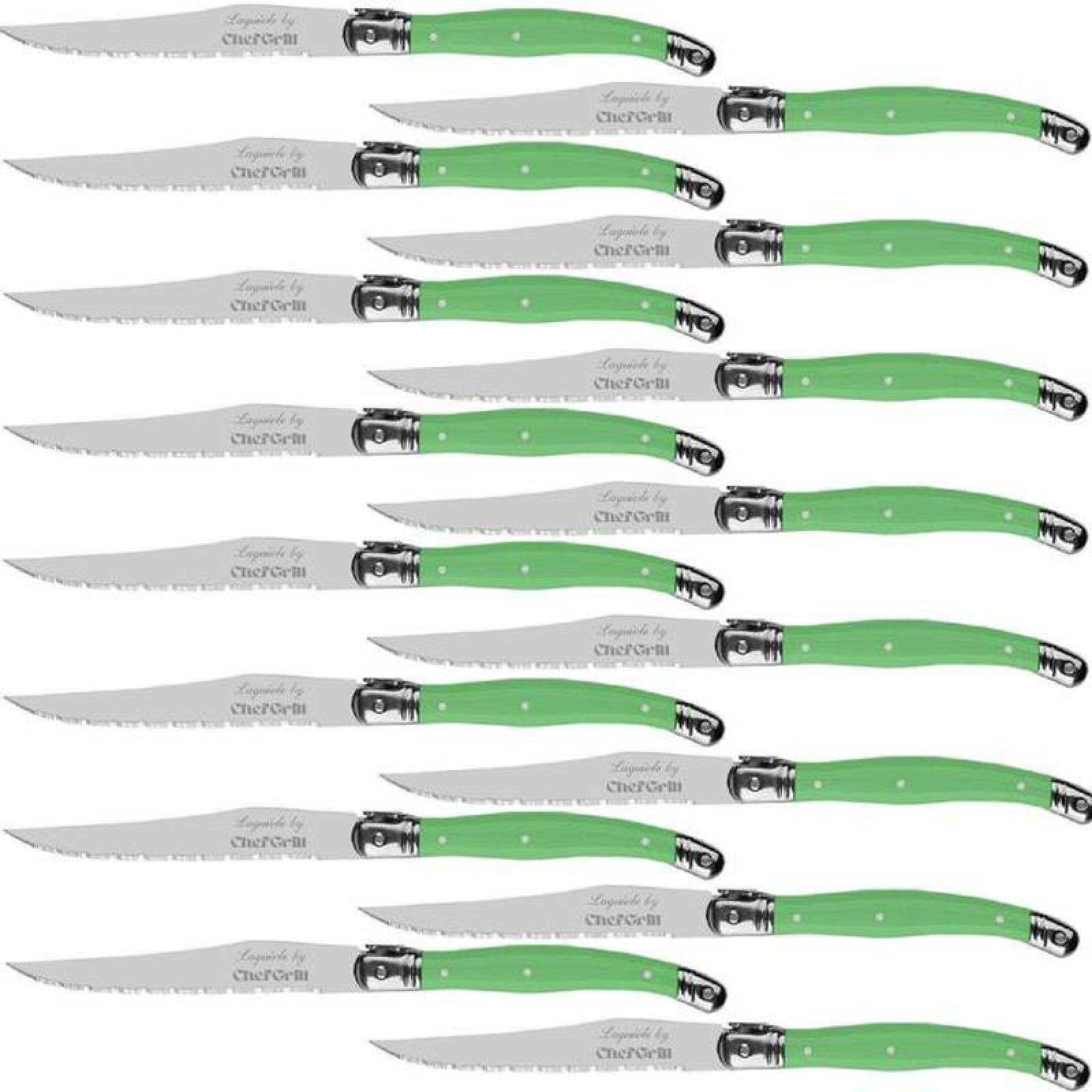 Cuchillo de Mango de Plástico ABS MXEGE-011-1 16 pzas 23 cm Verde Acero Inoxidable Cuchillo para carne, LaguioleGreen