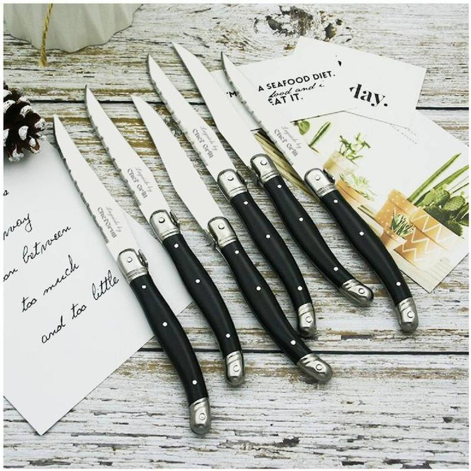 Juego Cuchillos Laguiole Alto Templ MXLBK-012-2 18 pzas 23 cm Negro Acero Inoxidable Cuchillo para carne, LaguioleBlack