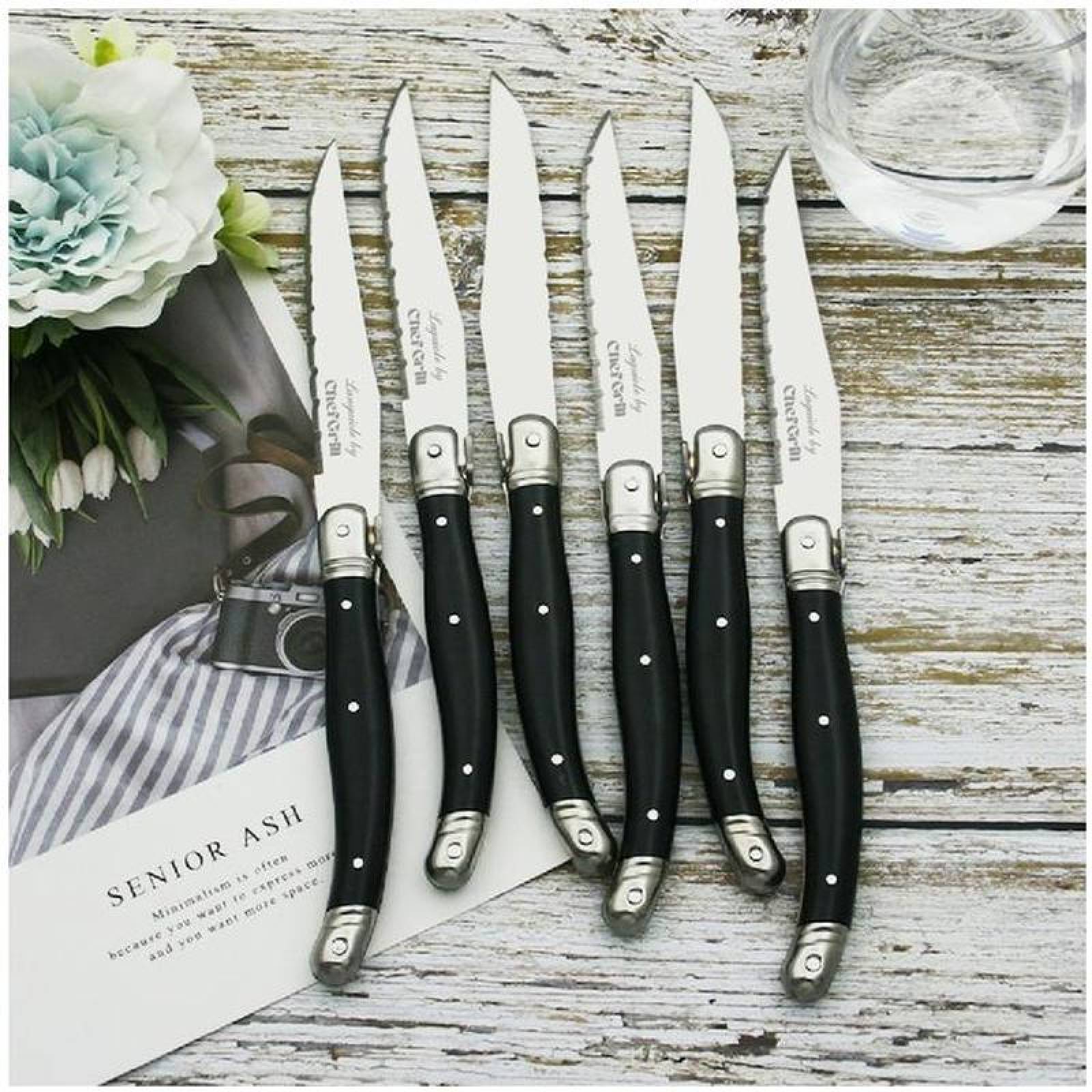 Juego Cuchillos Laguiole Alto Templ MXLBK-012-2 18 pzas 23 cm Negro Acero Inoxidable Cuchillo para carne, LaguioleBlack