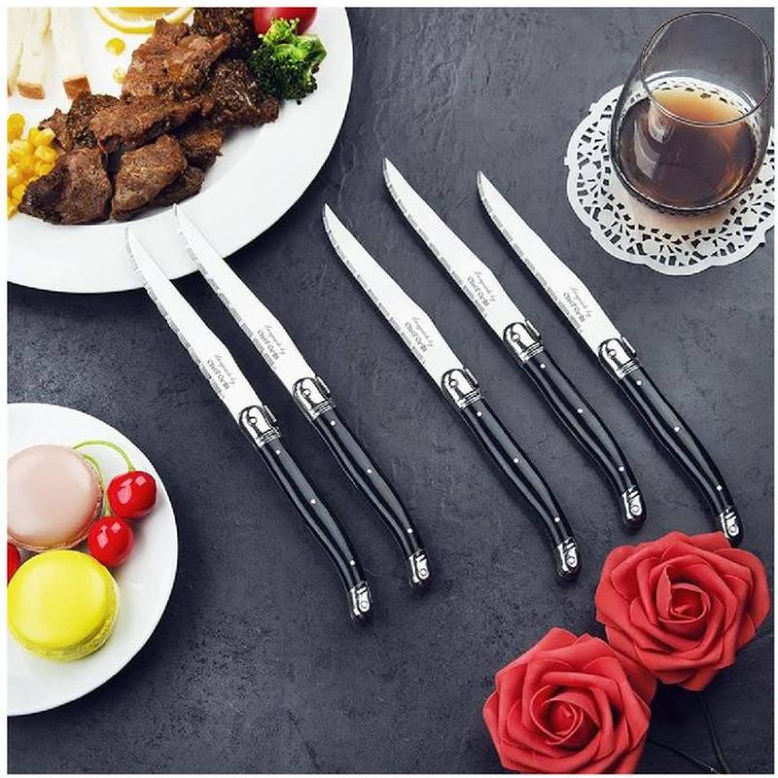 Juego Cuchillos Laguiole Alto Templ MXLBK-012-2 18 pzas 23 cm Negro Acero Inoxidable Cuchillo para carne, LaguioleBlack