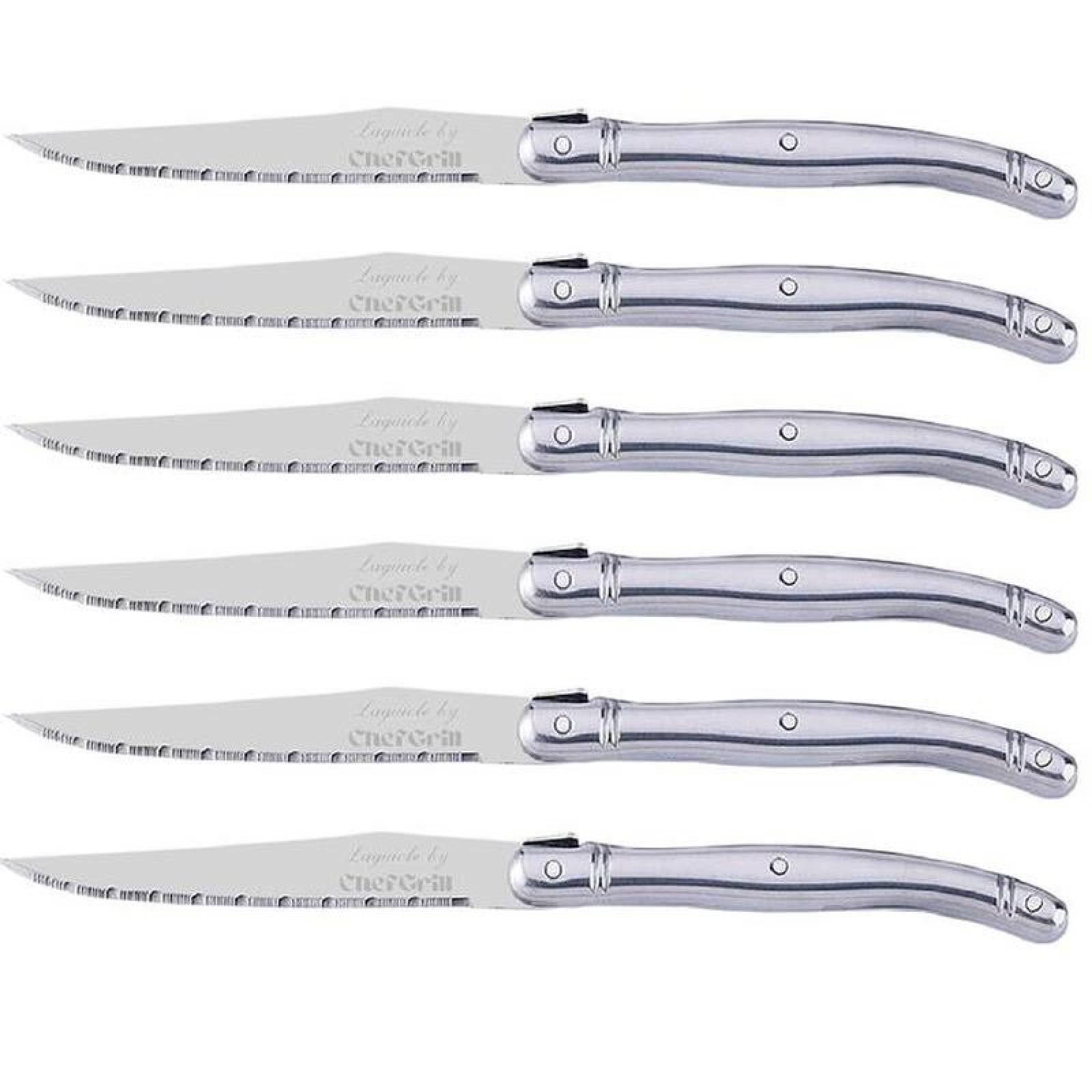 Utensilio con Acabados de Calidad MXLOS-006-1 6 pzas 23 cm Plata Acero Inoxidable Cuchillo para carne, LanguioleSilver