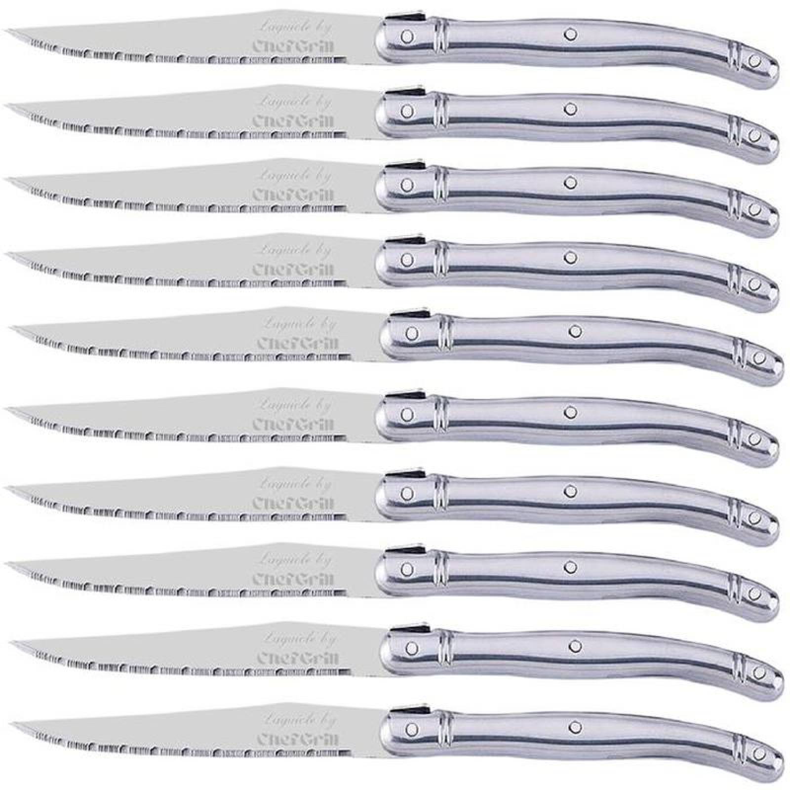 Cuchillo para Corte de Precisión MXLOS-008-2 10 pzas 23 cm Plata Acero Inoxidable Cuchillo para carne, LanguioleSilver