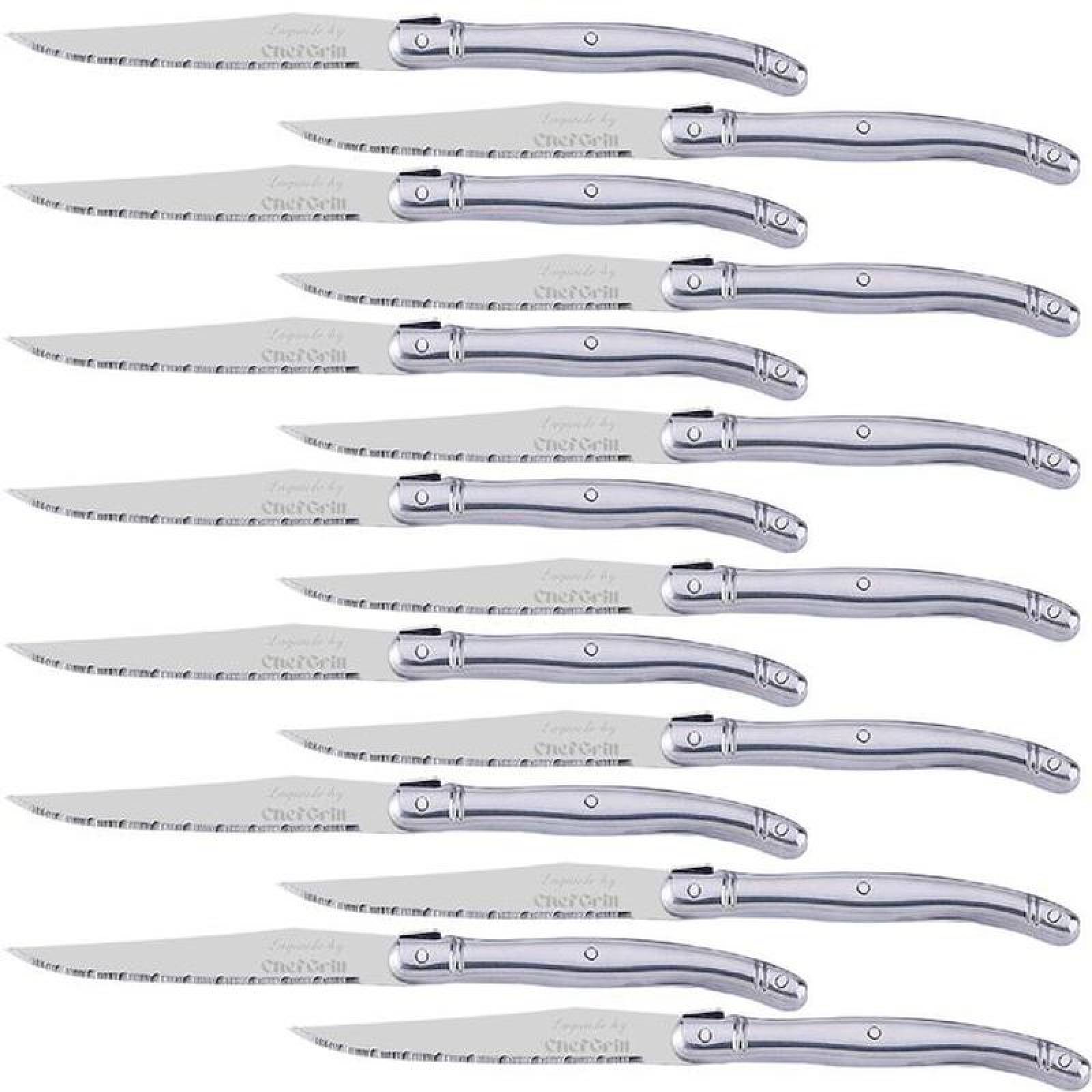 Utensilios de Corte Carne MXLOS-010-1 14 pzas 23 cm Plata Acero Inoxidable Cuchillo para carne, LanguioleSilver