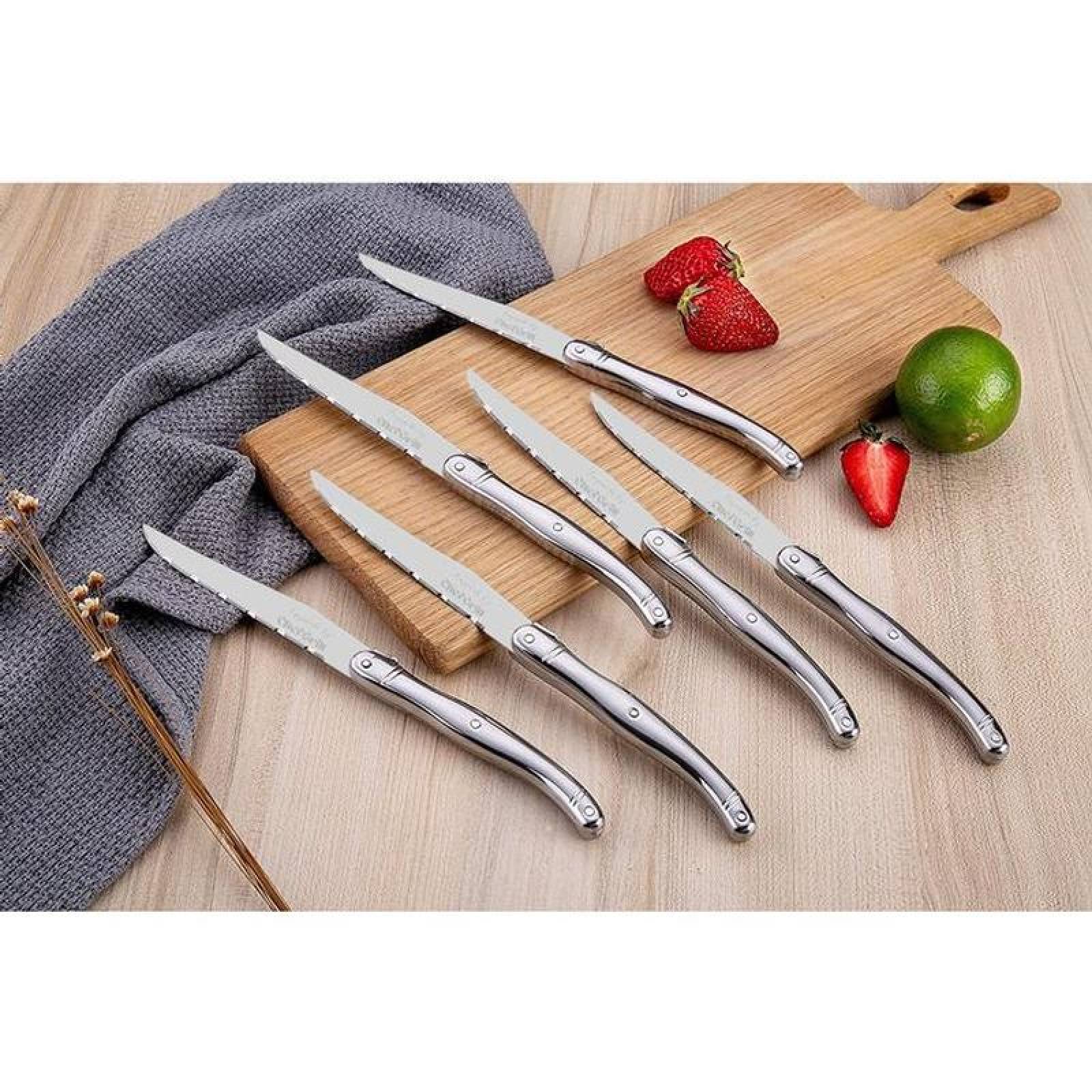 Utensilios de Corte Carne MXLOS-010-1 14 pzas 23 cm Plata Acero Inoxidable Cuchillo para carne, LanguioleSilver