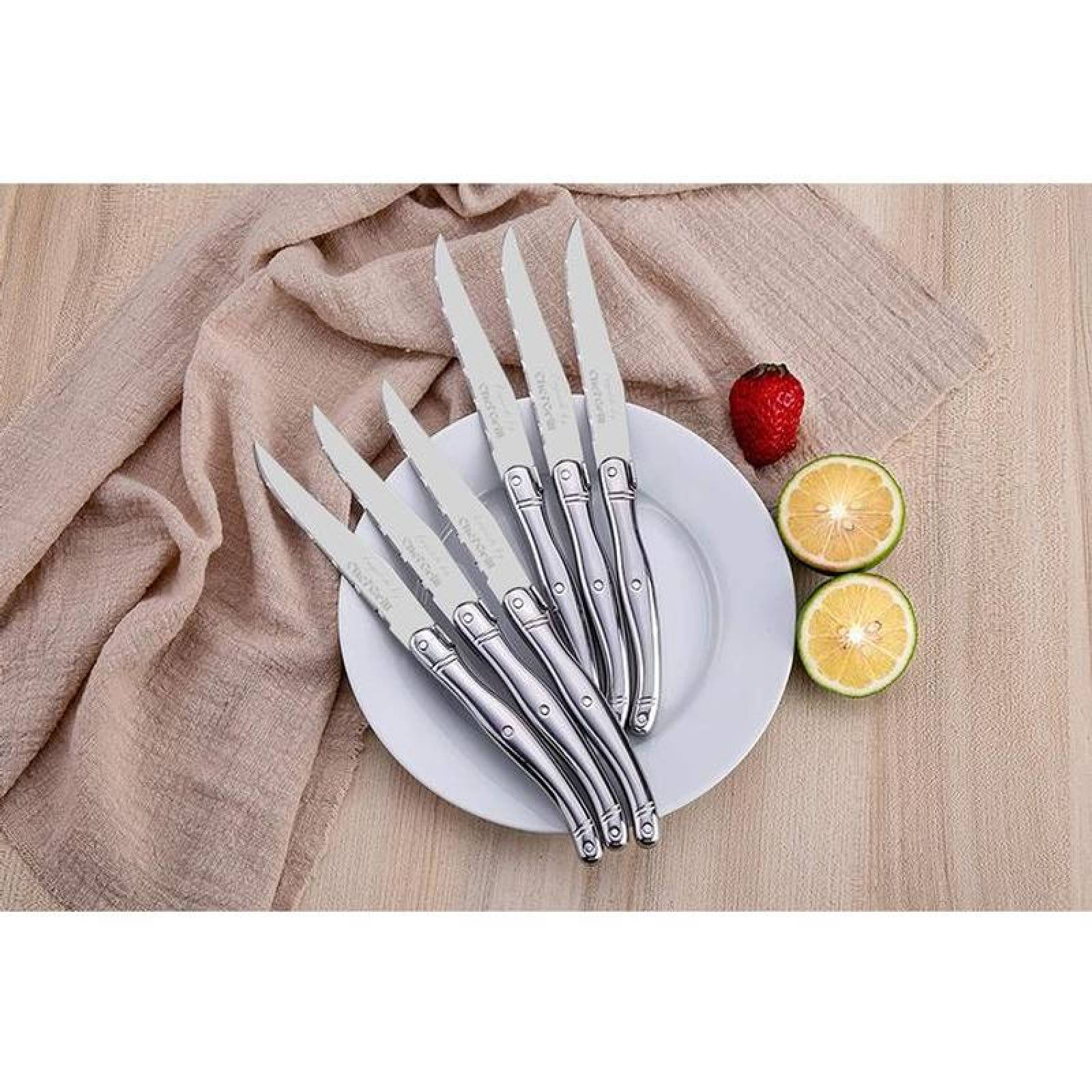 Utensilios de Corte Carne MXLOS-010-1 14 pzas 23 cm Plata Acero Inoxidable Cuchillo para carne, LanguioleSilver
