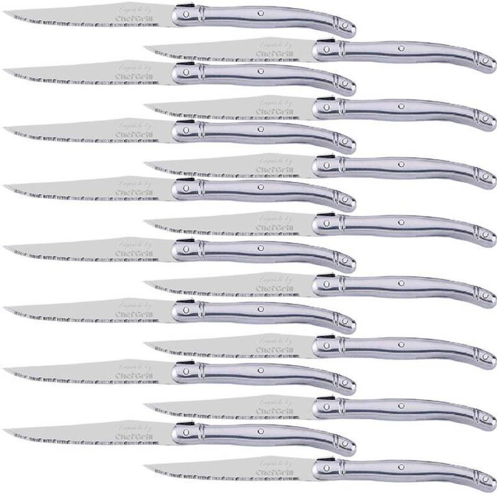 Cuchillos Aptos Lavavajillas MXLOS-011-2 16 pzas 23 cm Plata Acero Inoxidable Cuchillo para carne, LanguioleSilver