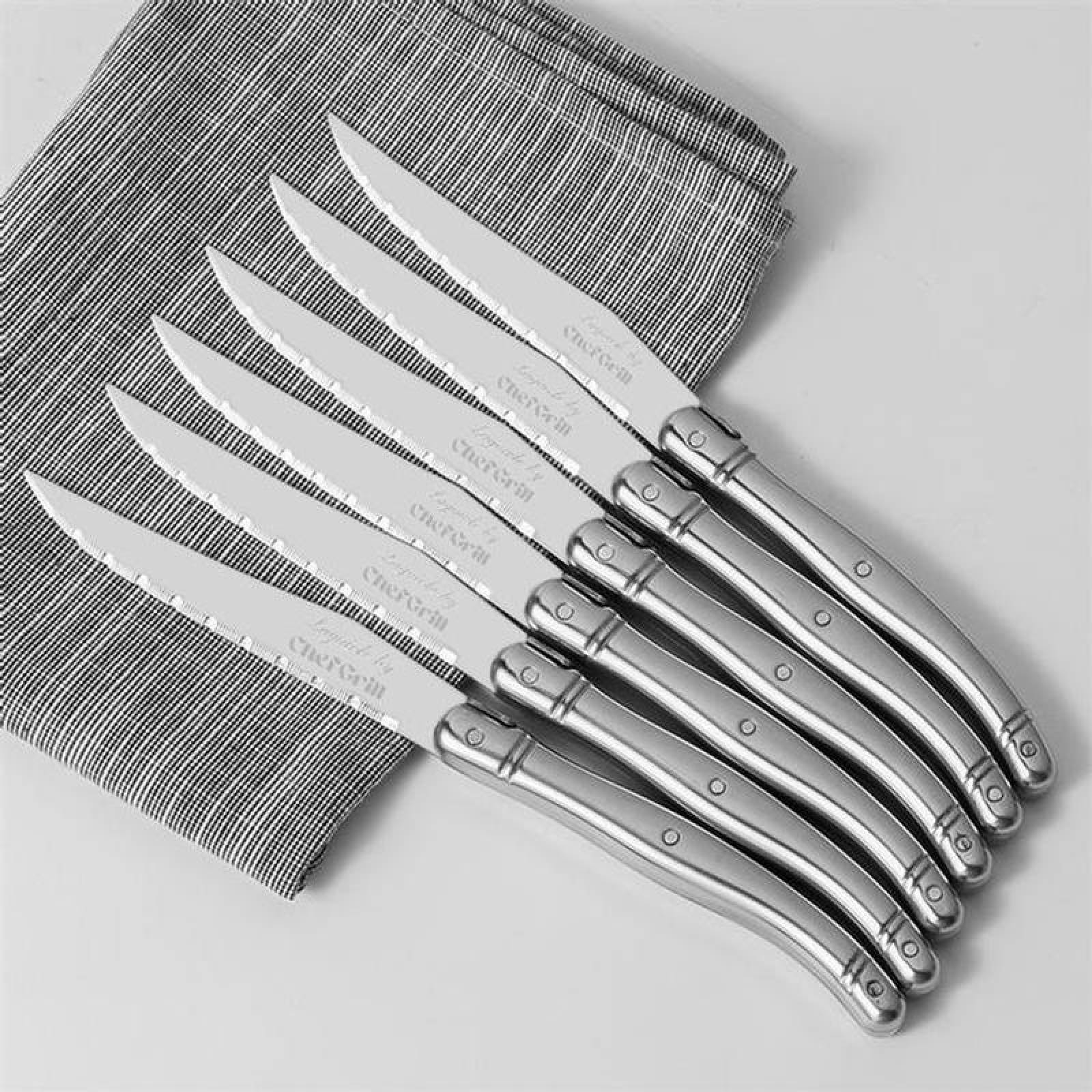 Cuchillos Aptos Lavavajillas MXLOS-011-2 16 pzas 23 cm Plata Acero Inoxidable Cuchillo para carne, LanguioleSilver