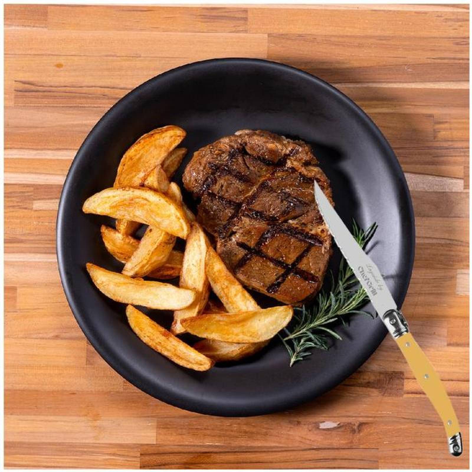 Cuchillos con Mango Ergonómico MXLYW-003-2 3 pzas 23 cm Amarillo Acero Inoxidable Cuchillo para carne, LaguioleYellow