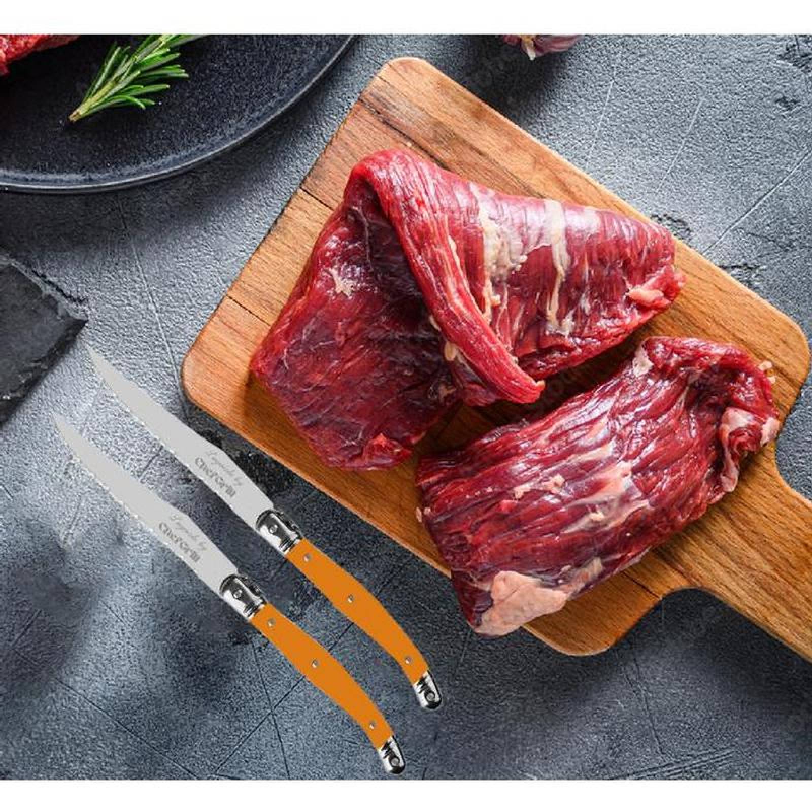 Utensilios de Corte Carne Alto Filo MXORG-010-1 14 pzas 23 cm Naranja Acero Inoxidable Cuchillo para carne, LaguioleOrange