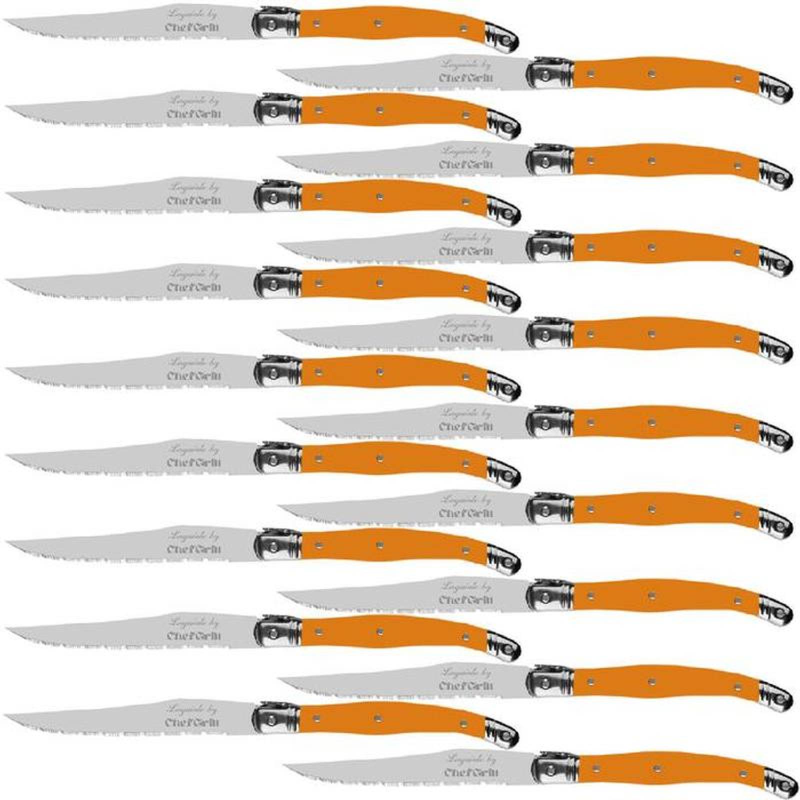 Juego Cuchillos Especializados MXORG-012-1 18 pzas 23 cm Naranja Acero Inoxidable Cuchillo para carne, LaguioleOrange