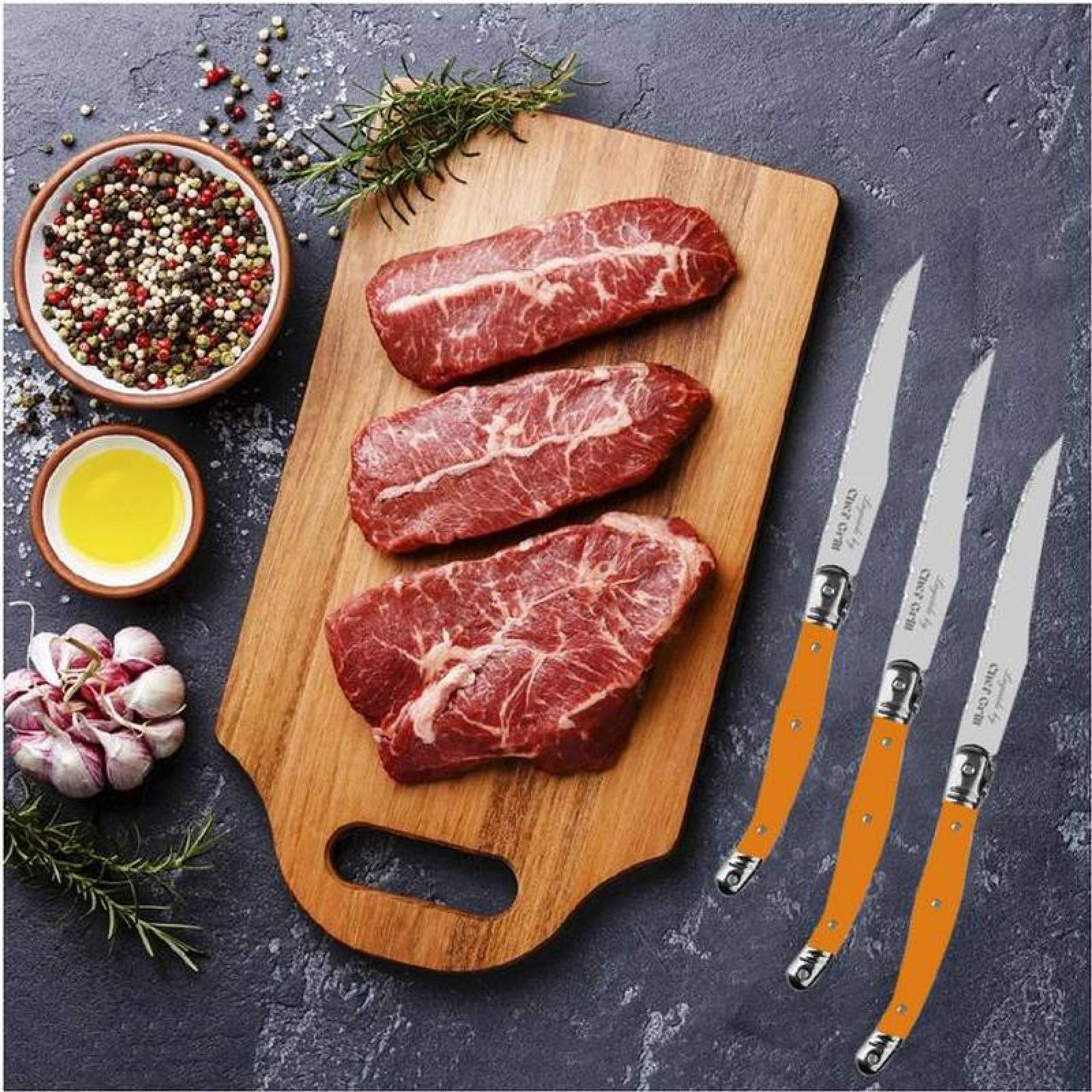 Juego Cuchillos Especializados MXORG-012-1 18 pzas 23 cm Naranja Acero Inoxidable Cuchillo para carne, LaguioleOrange