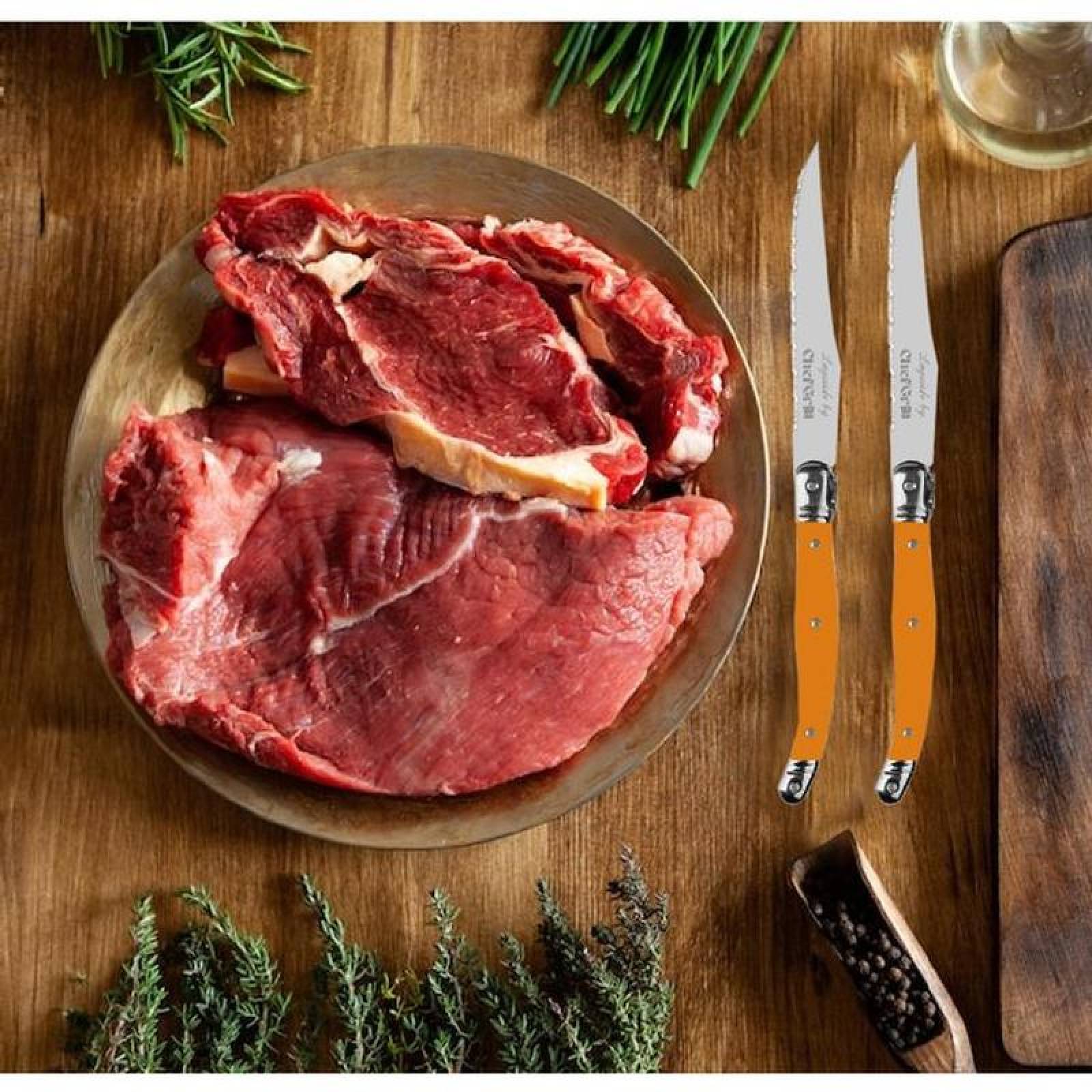 Juego Cuchillos Especializados MXORG-012-1 18 pzas 23 cm Naranja Acero Inoxidable Cuchillo para carne, LaguioleOrange