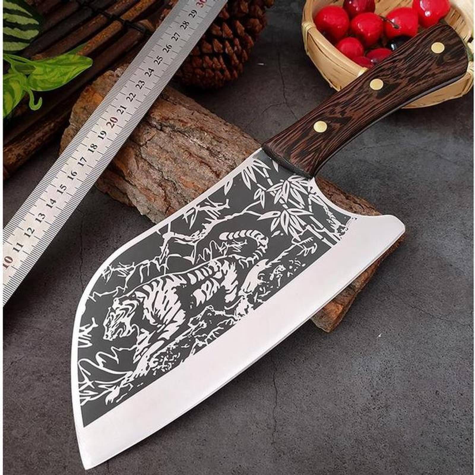 Cuchillo Filoso para picar MXTGC-001-10 1 Pza 38cm Cuchillo para Carne Acero Inoxidable, TigerCleaver